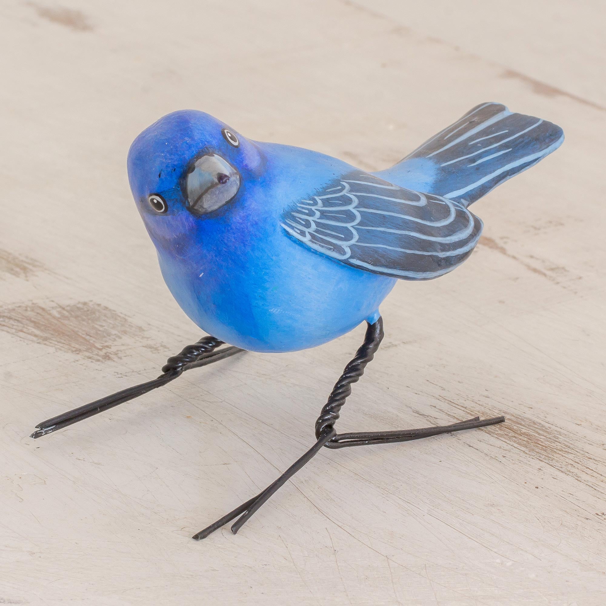 Premium Handcrafted Indigo Bunting Ceramic Bird Figurine - Ultimate Home Decor