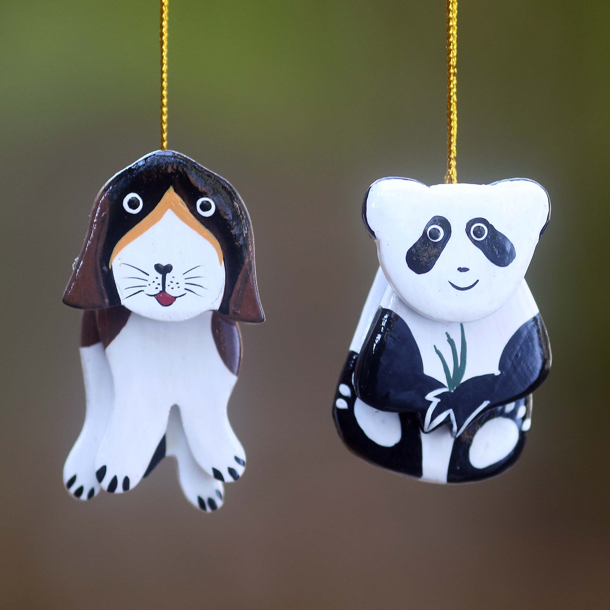 Premium Handcrafted Dog and Panda Hanging Ornaments – Festive Holiday Art