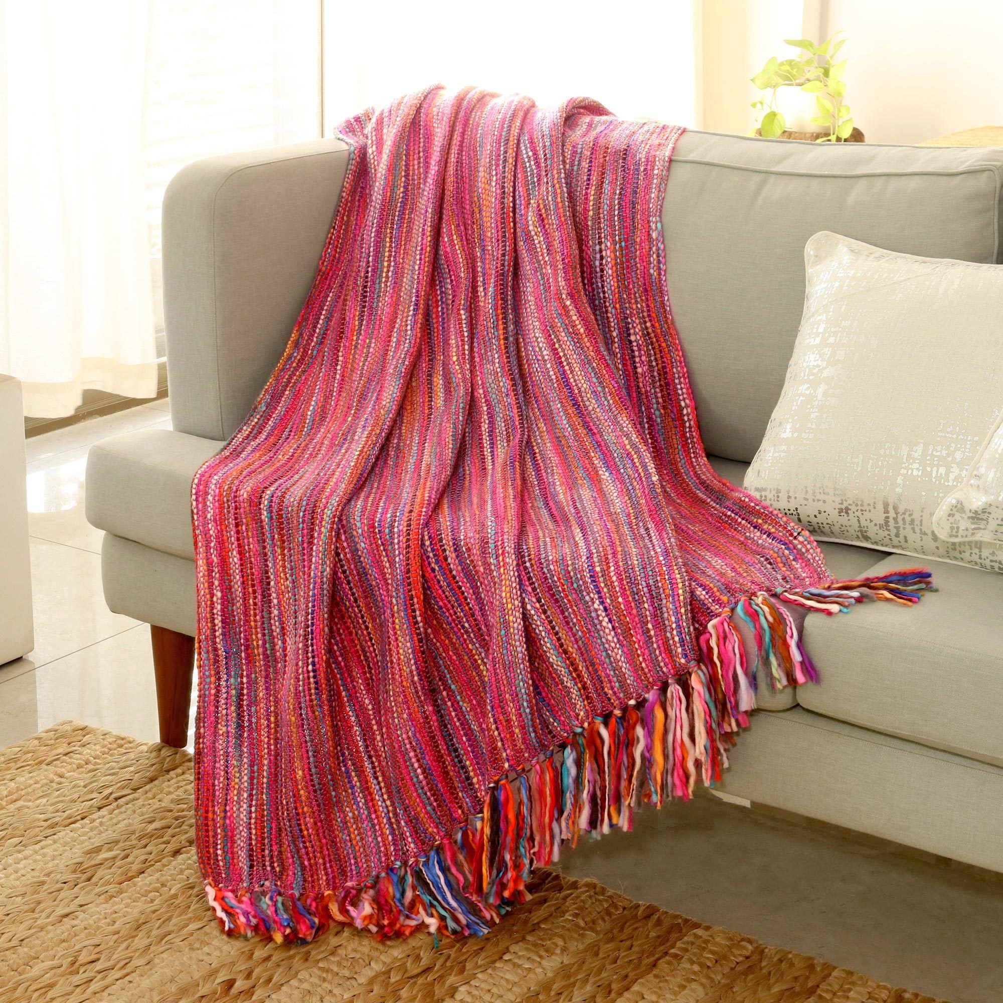 Premium Handwoven Rainbow Acrylic Throw Blanket