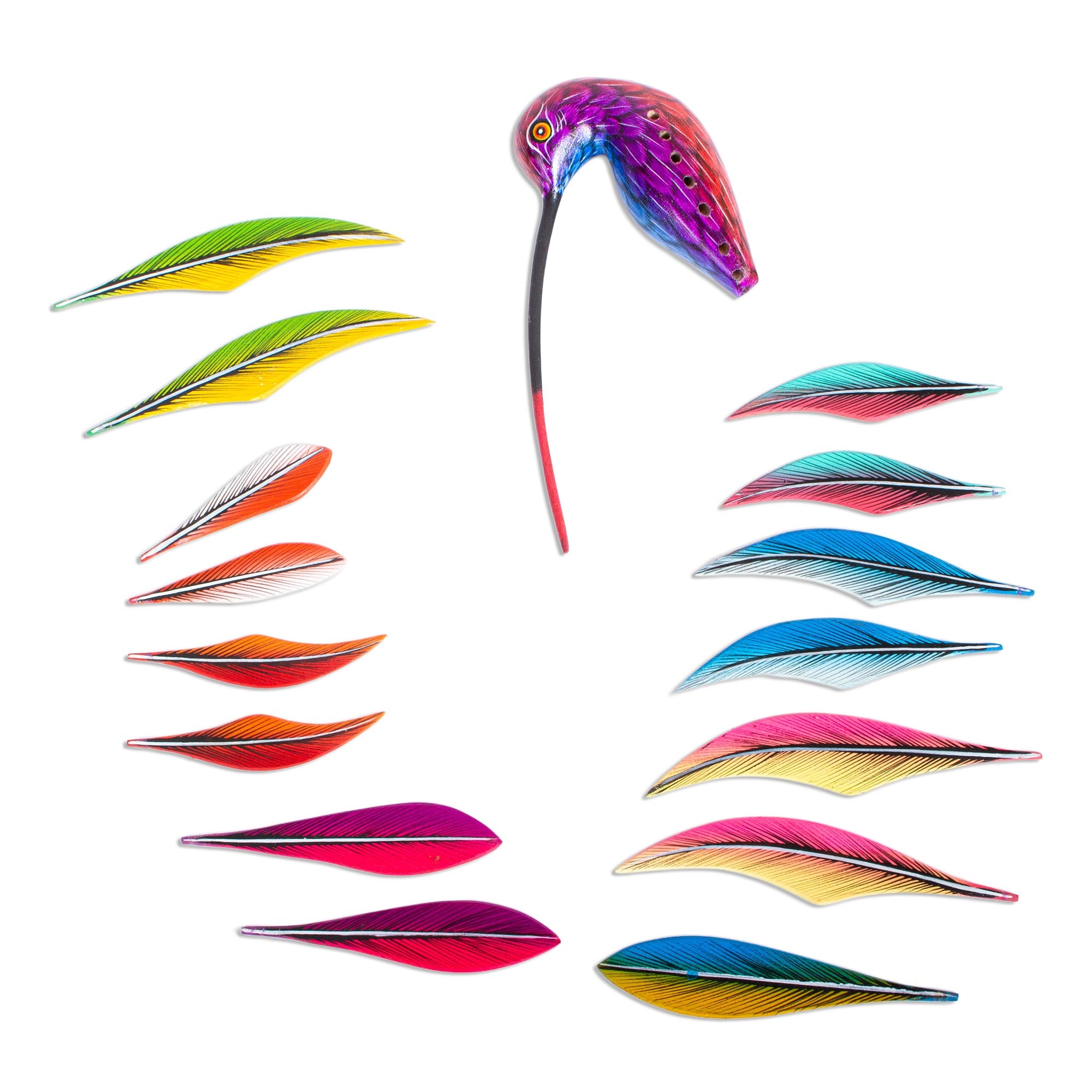 Premium Psychedelic Hummingbird Alebrije - Handcrafted Wood Art