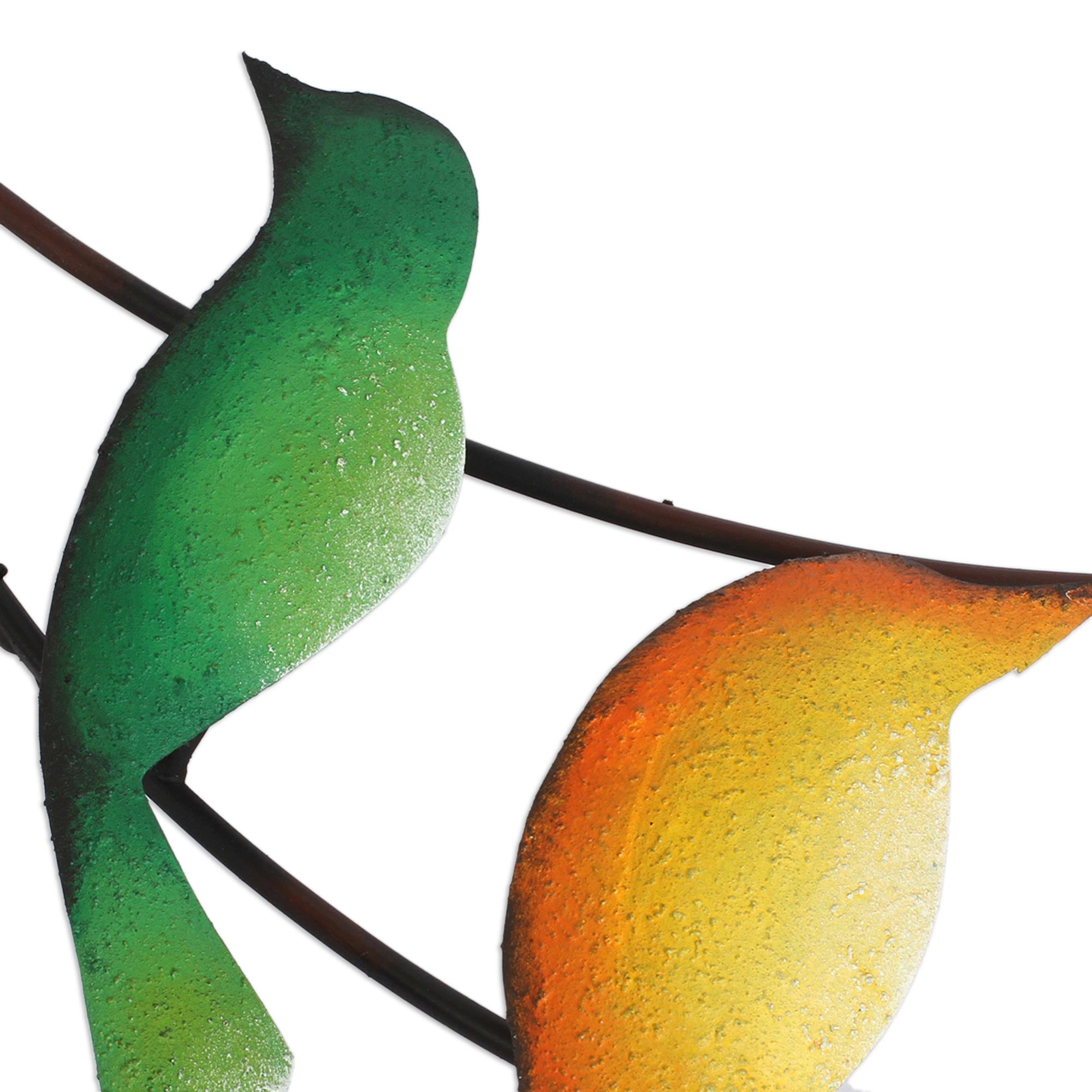 Premium Handcrafted Steel Wall Sculpture - Vibrant Birds & Butterfly Art from Mexico