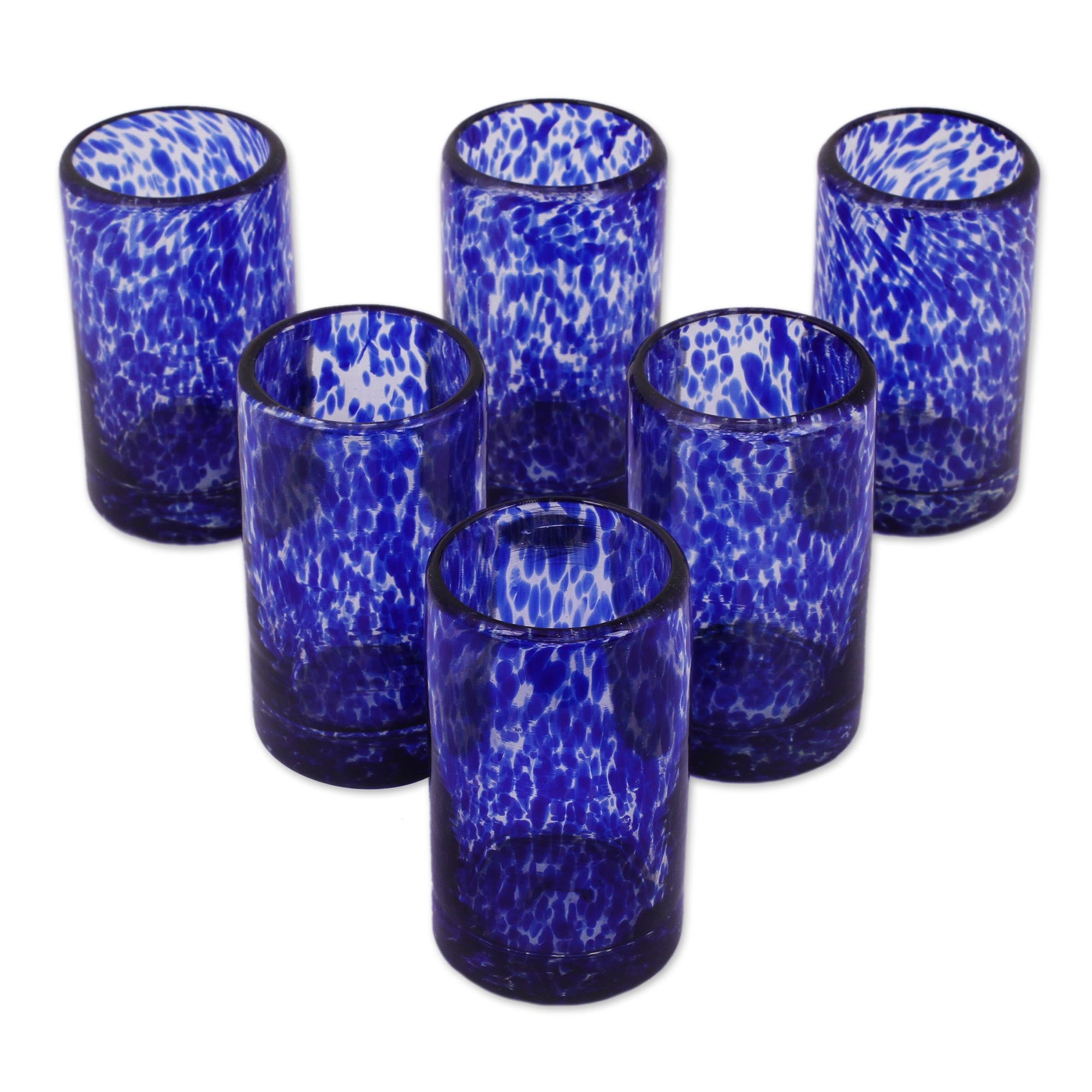 Premium Handcrafted Cobalt Blue Juice Glass Set - Set of 6