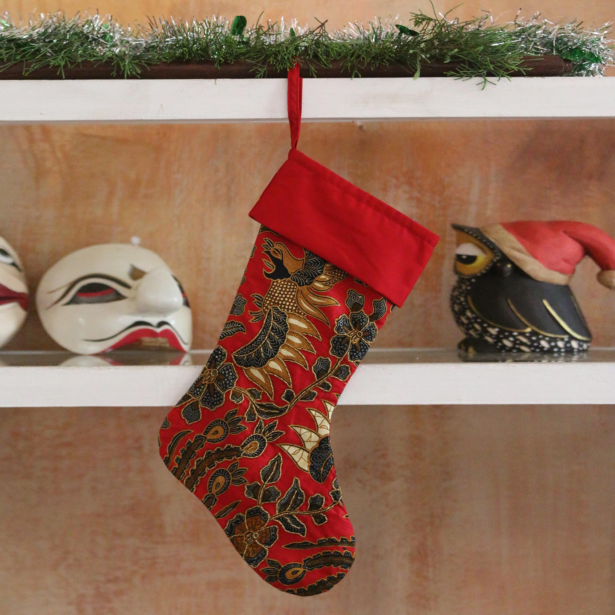 Premium Handcrafted Batik Christmas Stocking - Holiday Cotton Decor