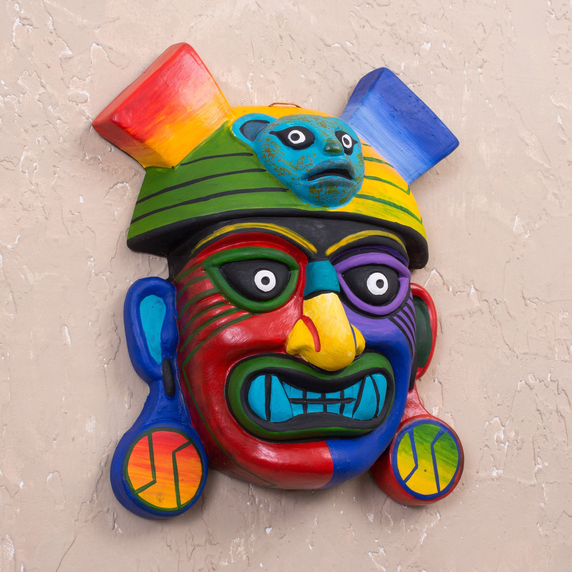 Premium Handcrafted Ai Apaec Ceramic Wall Mask | Authentic Peruvian Art