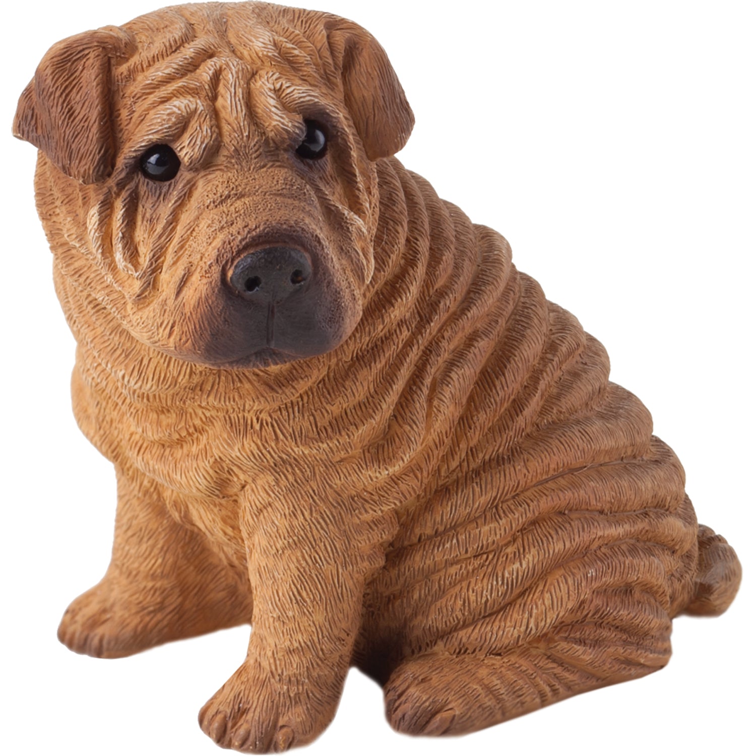 Premium Red Chinese Shar-Pei Sculpture - Handcrafted Artistry