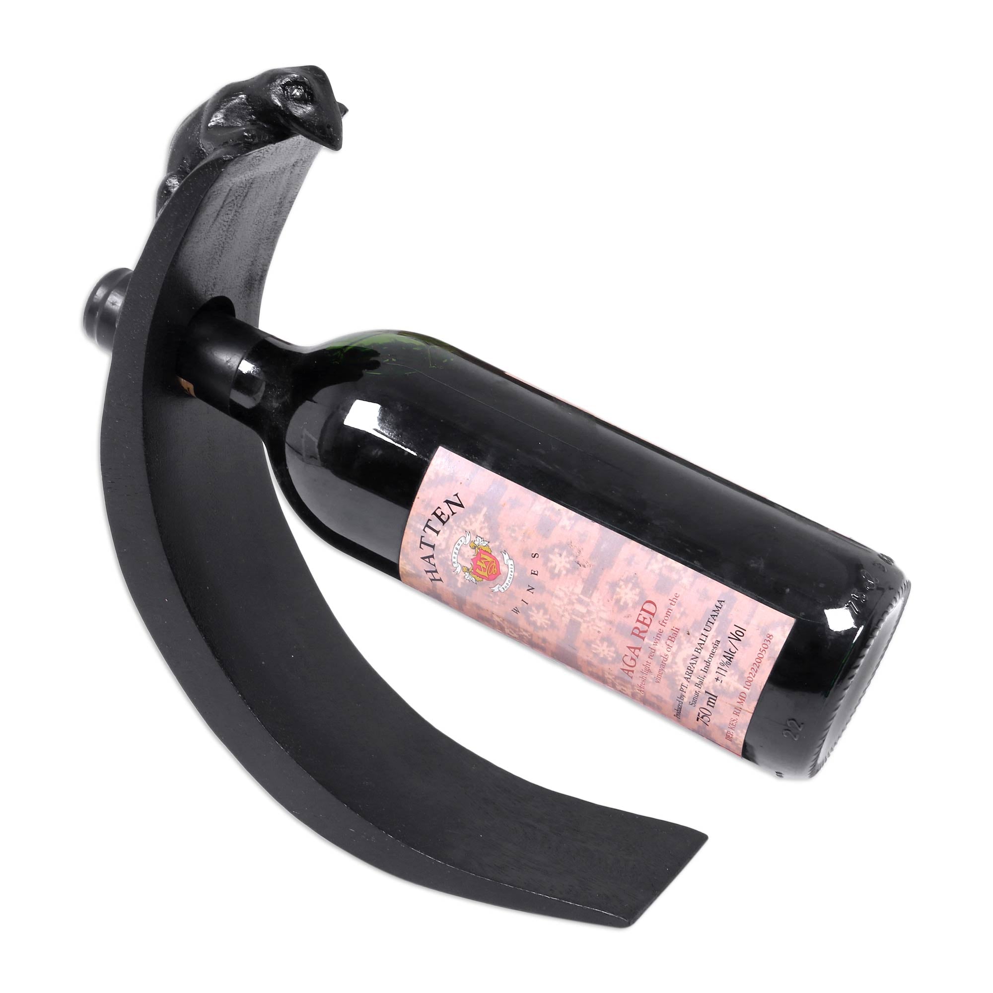 Premium Black Lizard Wood Bottle Holder – Handcrafted Art from Indonesia