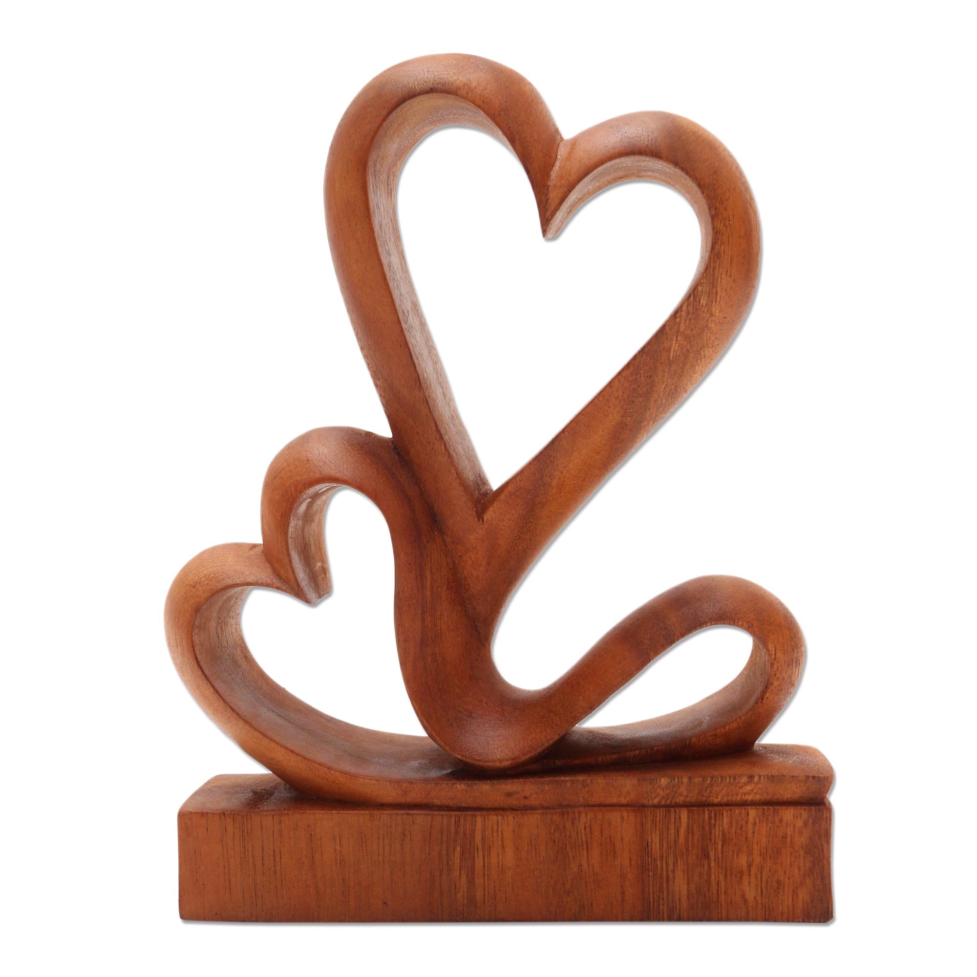 Premium Two Hearts Suar Wood Sculpture – Ultimate Romantic Art Piece