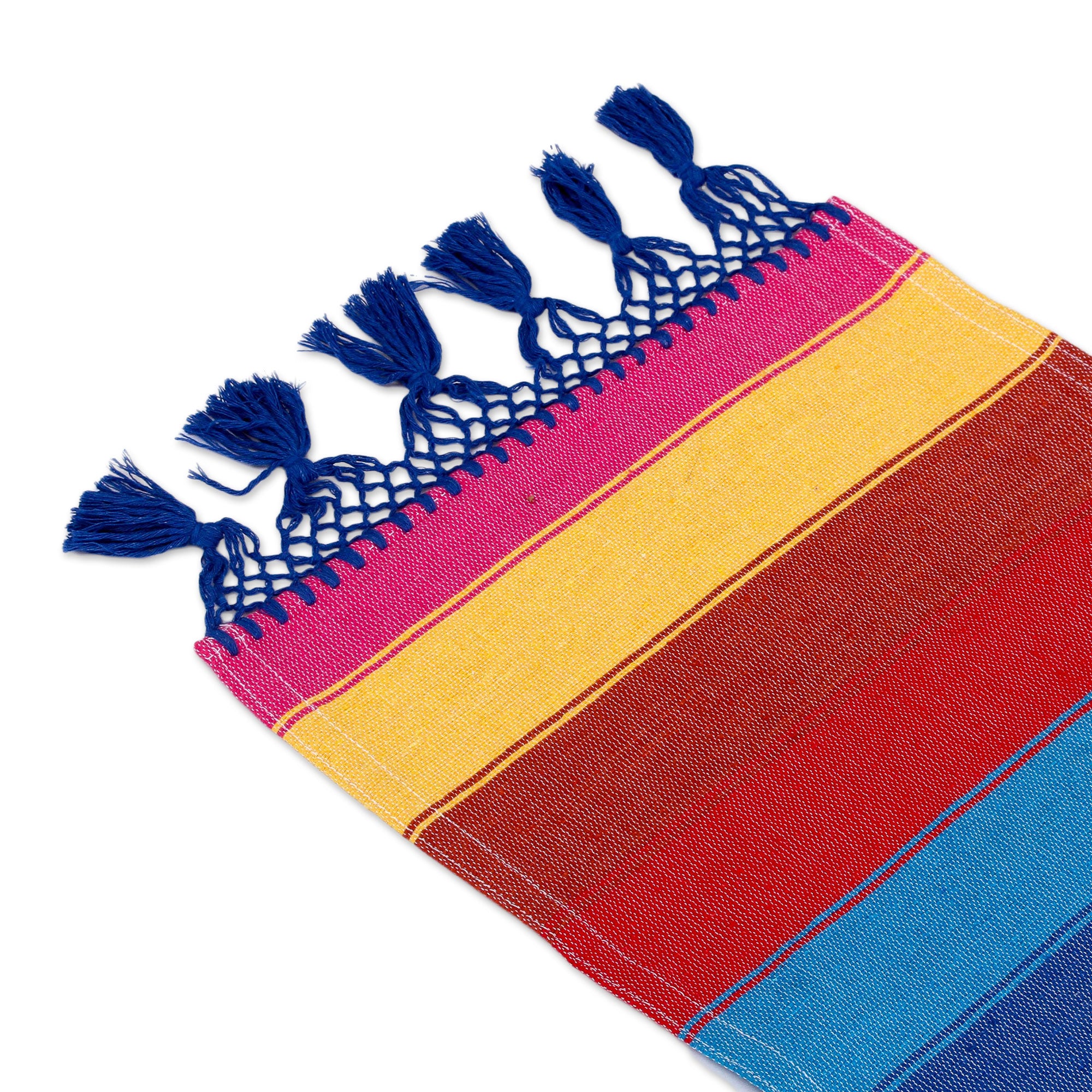 Premium Handwoven Mexican Cotton Table Runner - Shimmering Rainbow Design