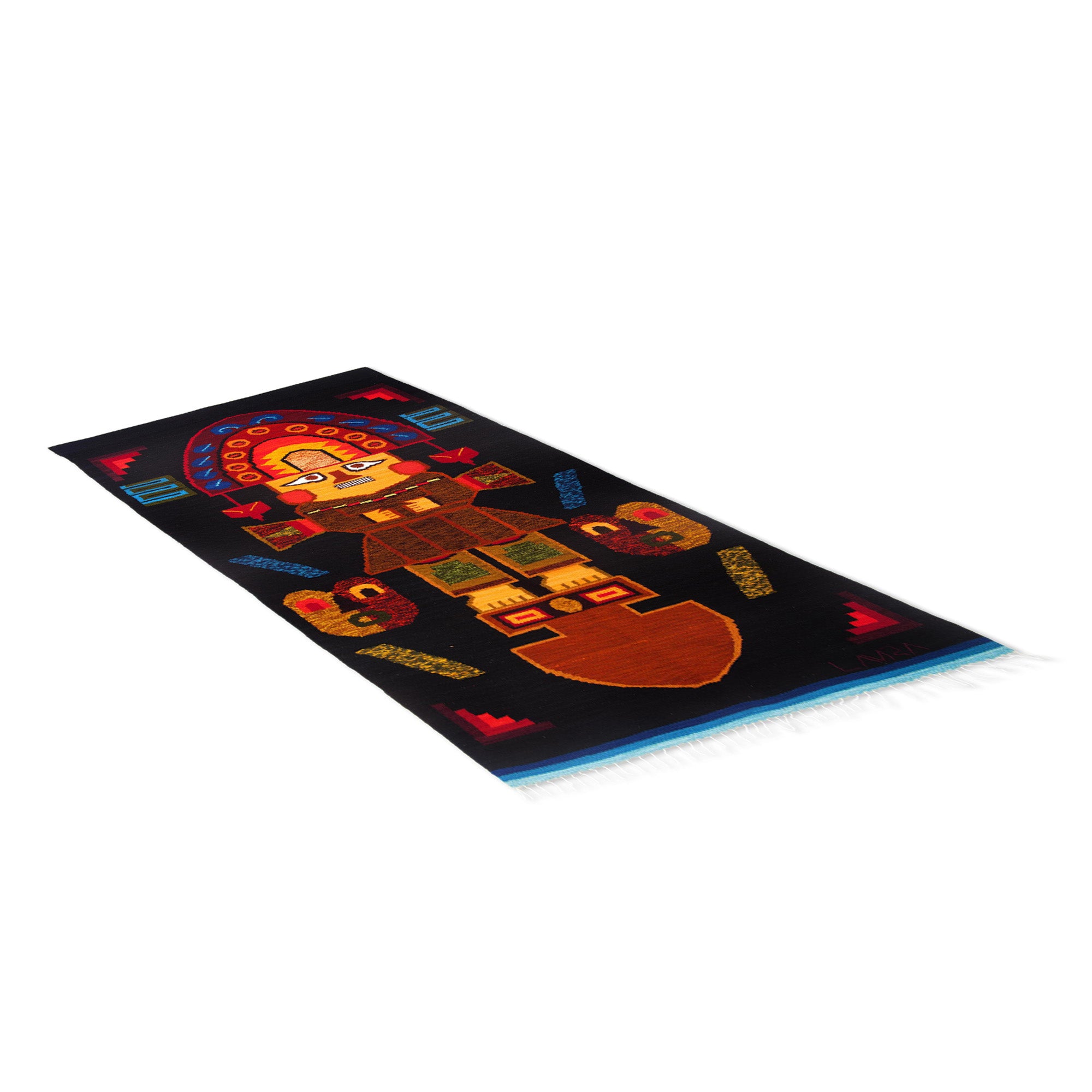 Premium Tumi Axe Handwoven Wool Rug - Inca-Inspired Design from Peru