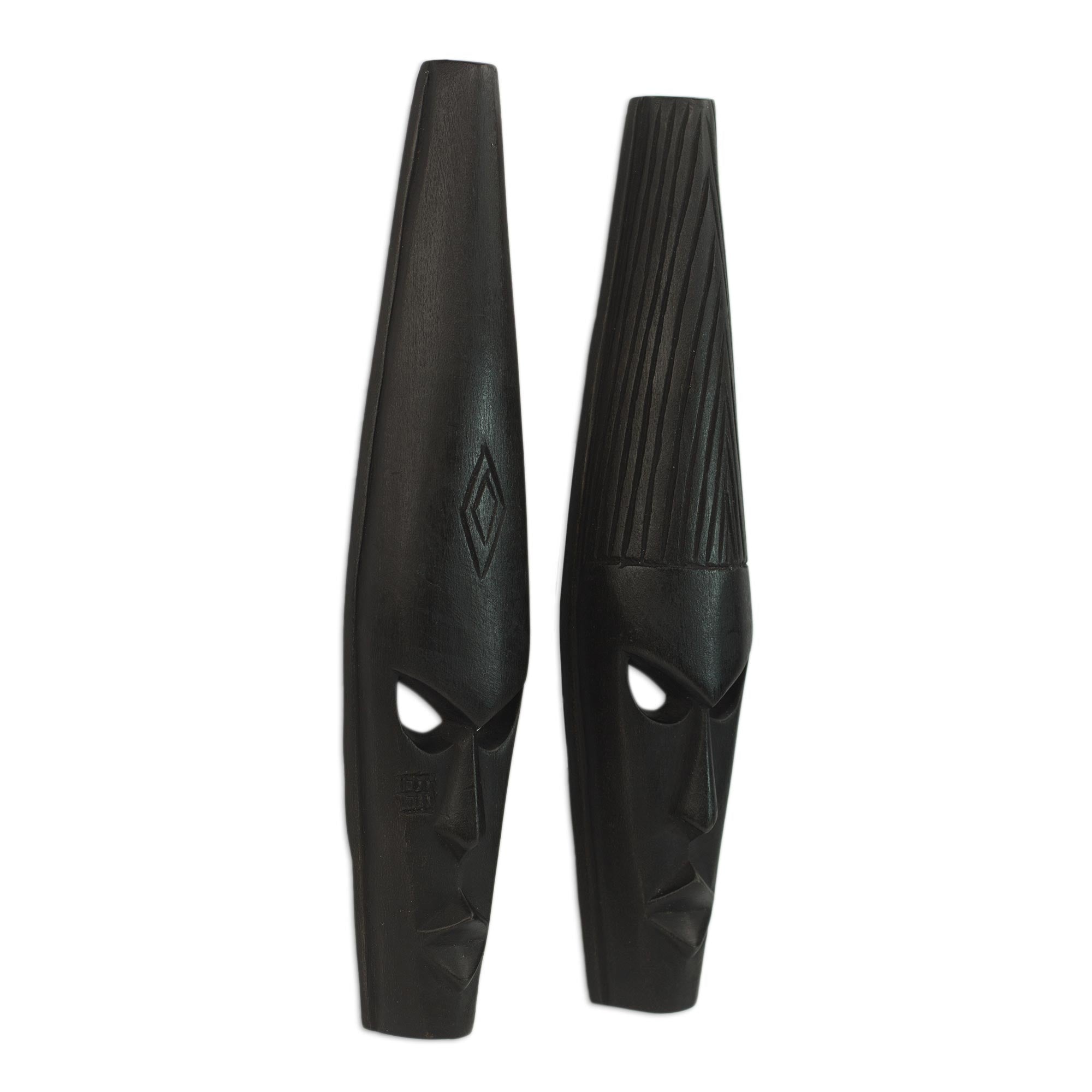 Premium Ashanti Royal Spirit Masks - Handcrafted Pair