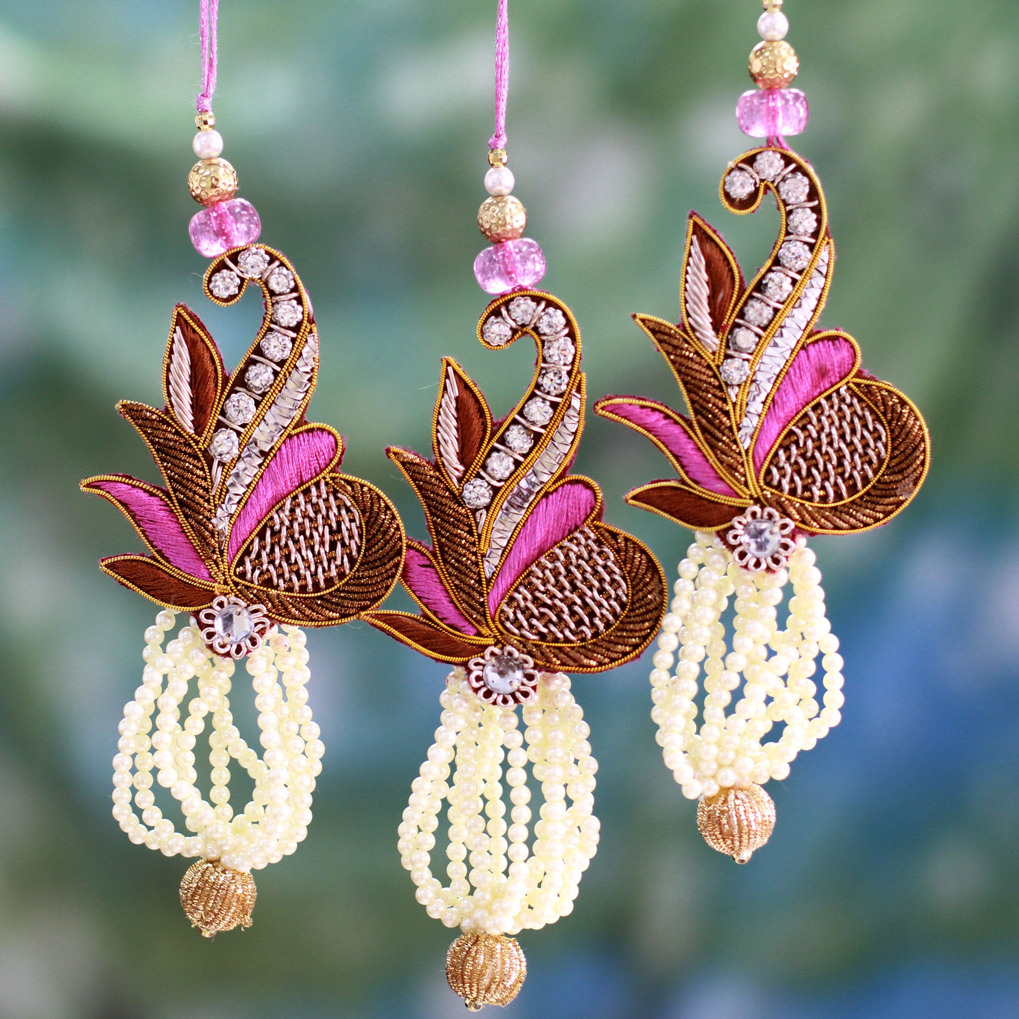 Premium Mughal-Inspired Beaded Ornament Set (3-Piece)