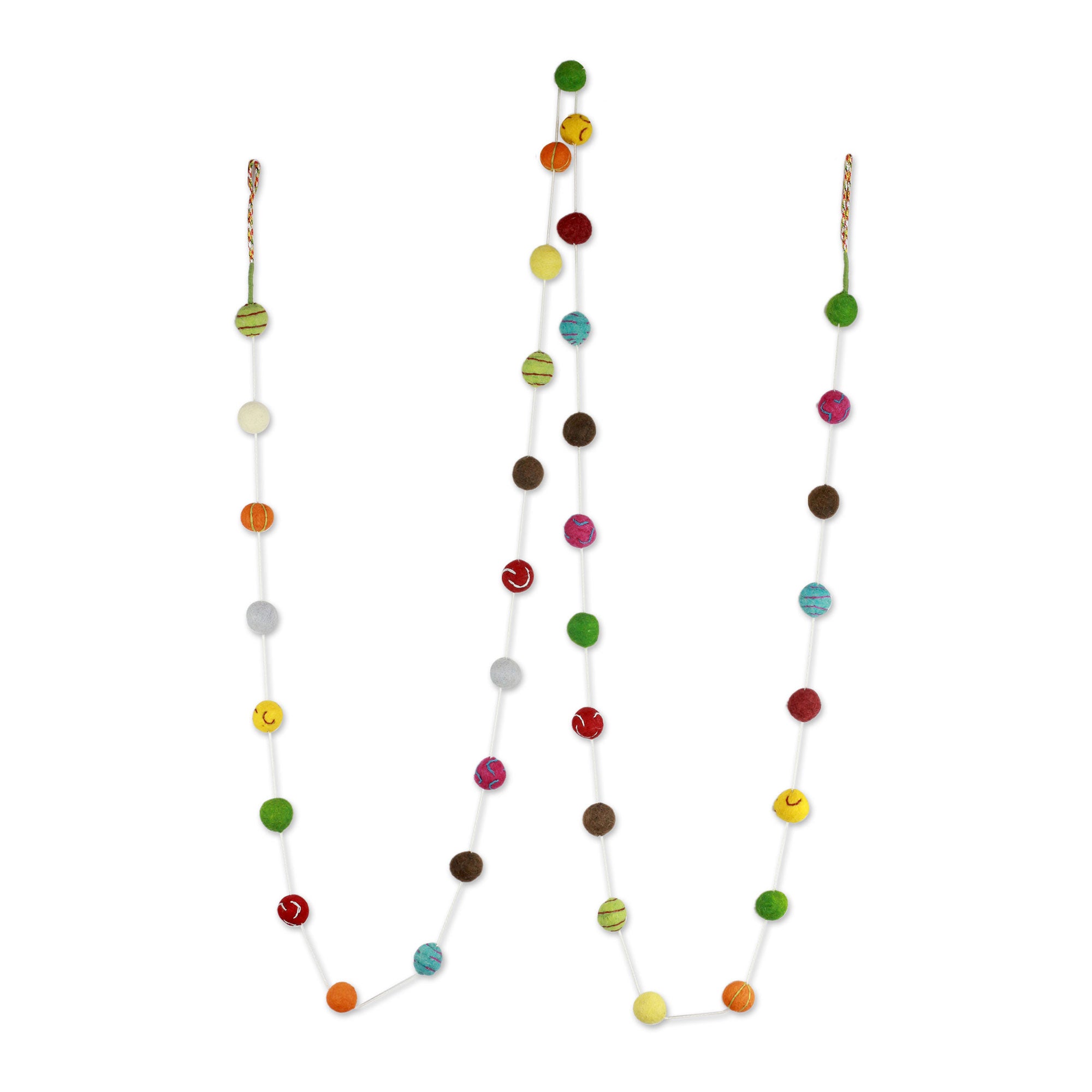 Premium Handcrafted Gumdrop Rainbow Pompons Christmas Tree Garland