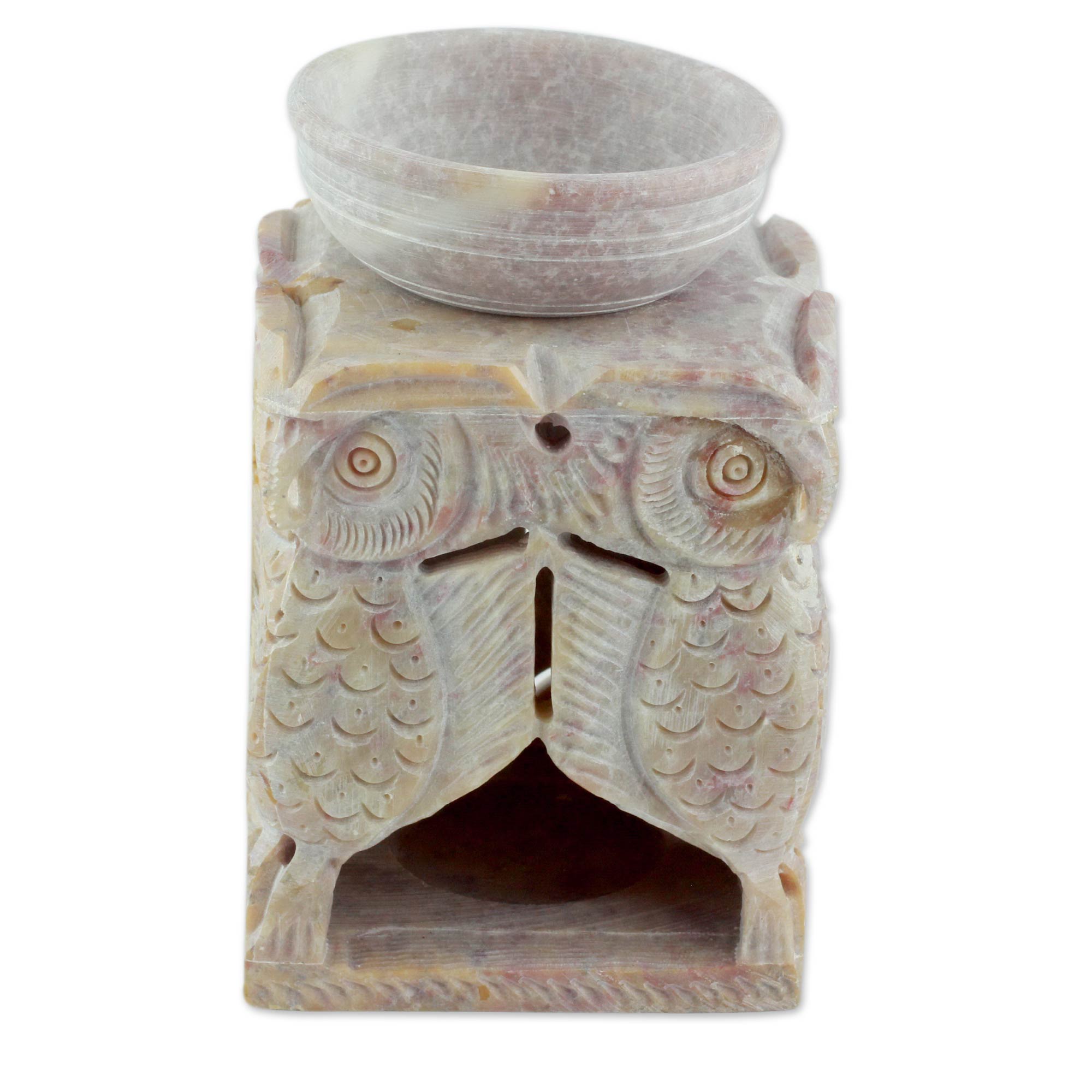 Premium Agra Owls Soapstone Oil Warmer - Handcrafted Elegance