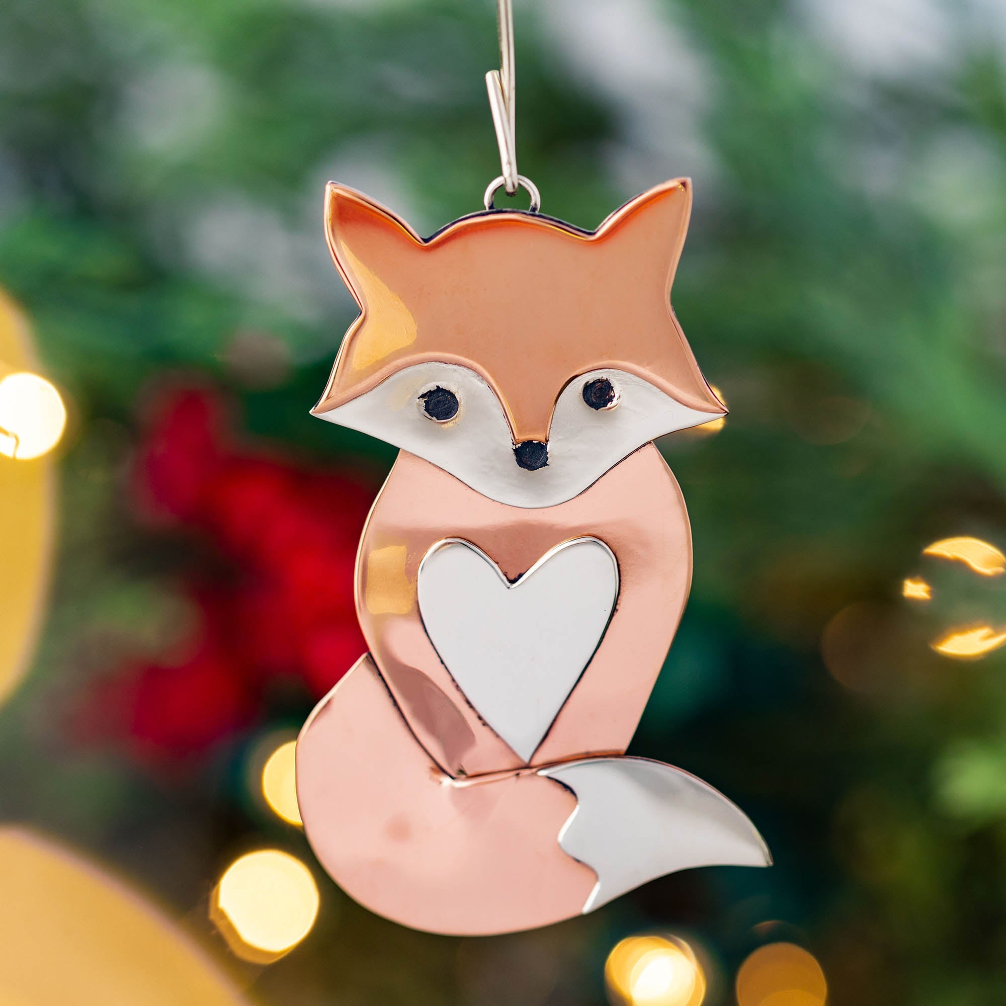 Premium Handcrafted Fox Ornament - Mixed Metal Fair-Trade Decor