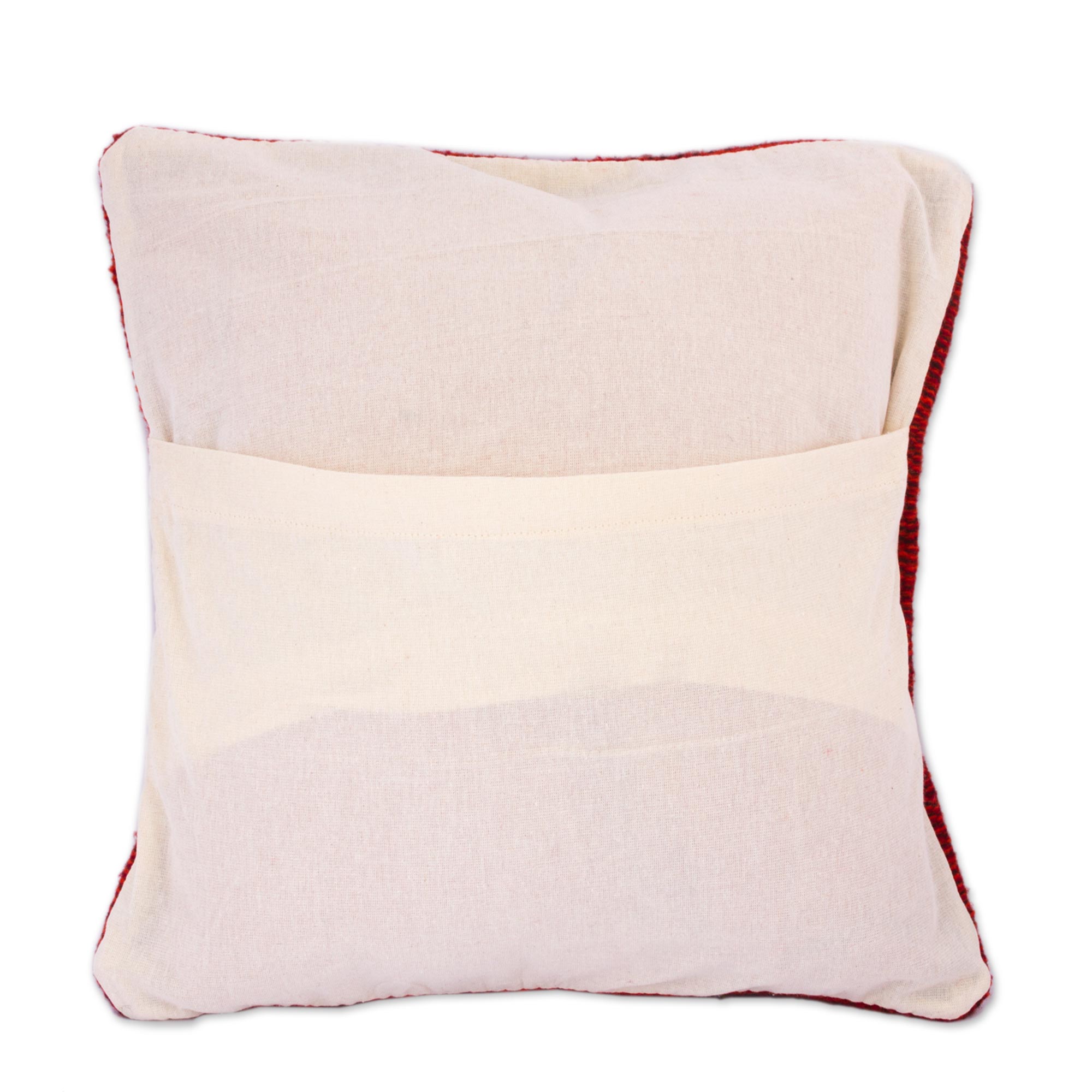 NOVICA Premium Hand-Woven Wool Throw Pillow Cover - 'Dotted Passion In Red'