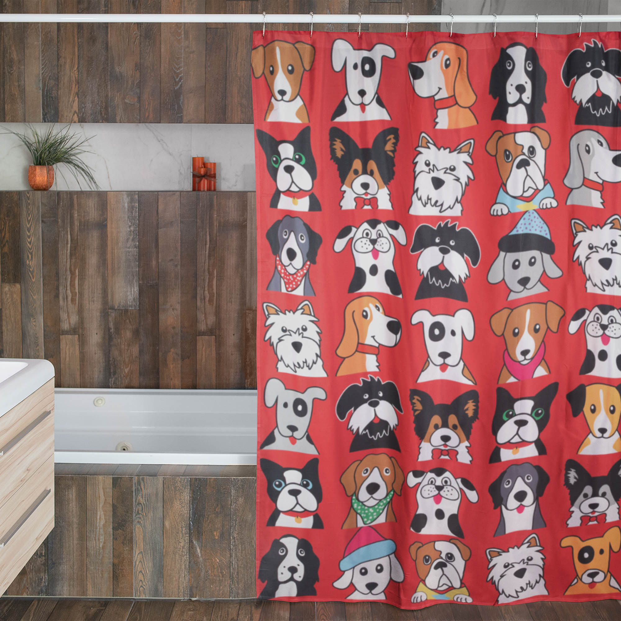 Premium Animal Lover's Shower Curtain Set with 12 Hooks - Upgrade Your Bathroom Decor