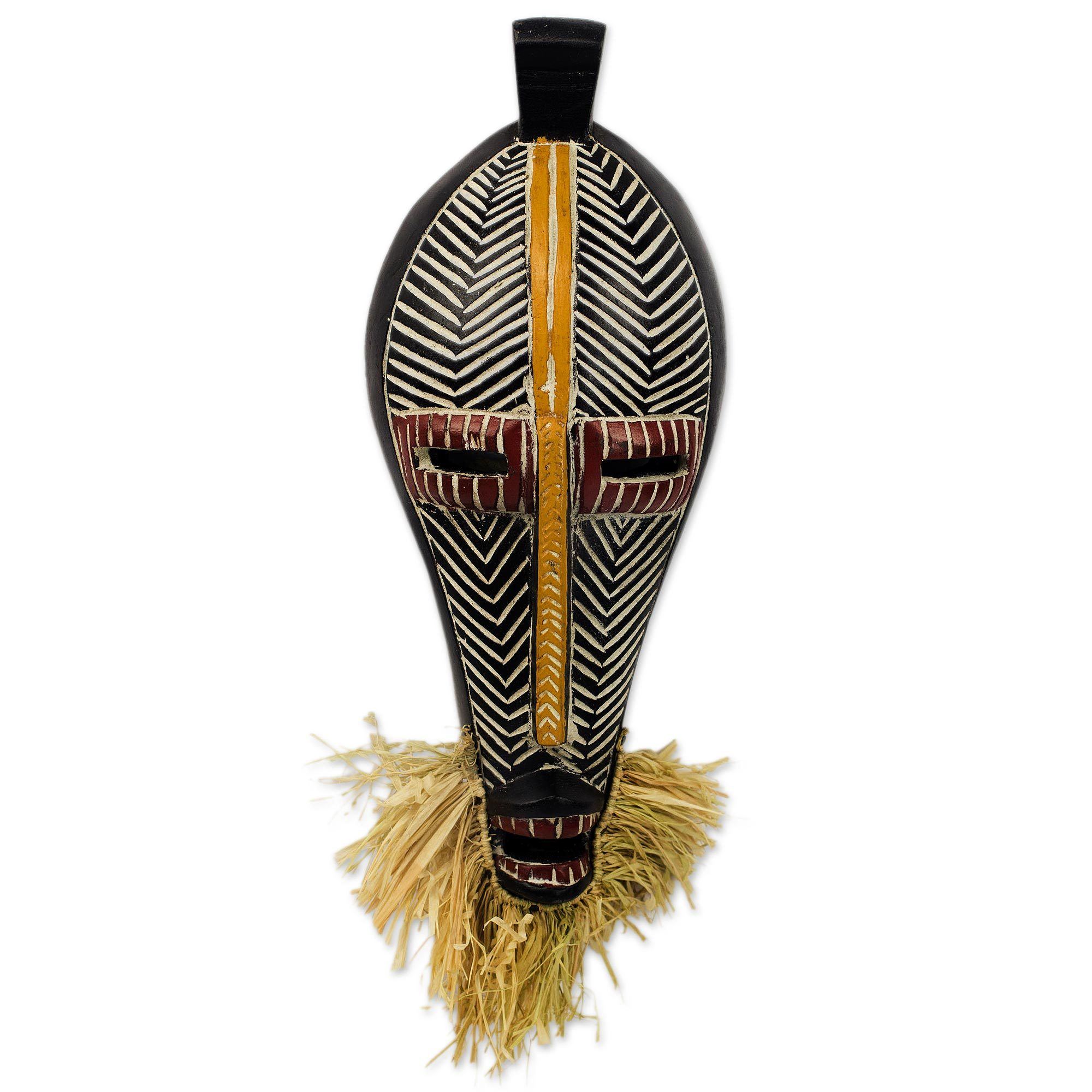 Premium Monifa Ghanaian Wood Mask - Handcrafted Decorative Art