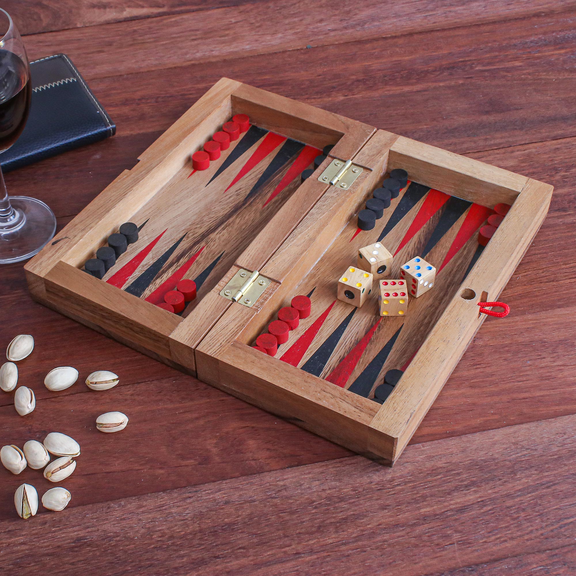Premium Handmade Raintree Wood Chess & Backgammon Set - Ultimate 2-in-1 Game Board