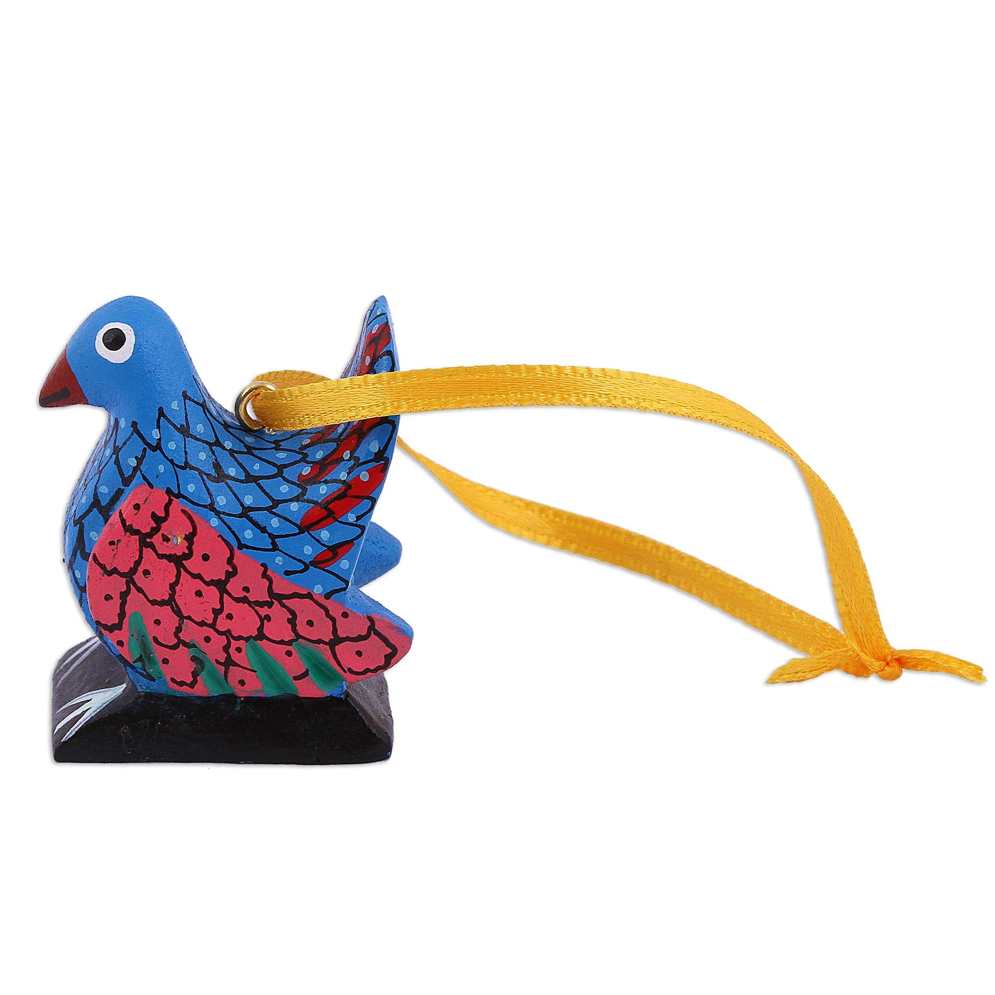 Premium Handcrafted Mexican Wood Alebrije Chicken Ornaments - Set of 5