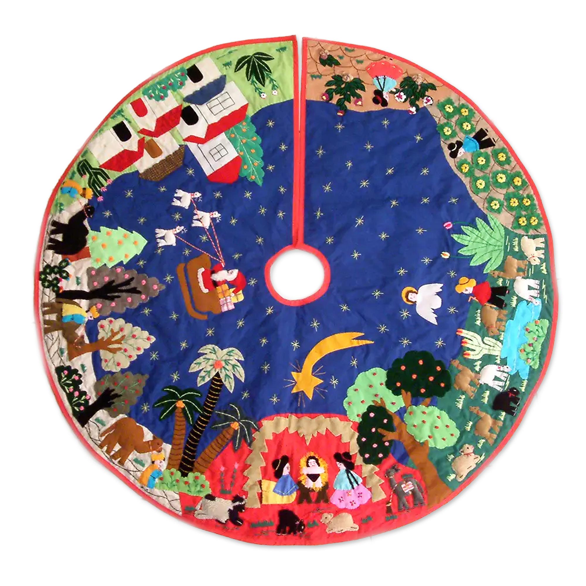Premium Handmade Christmas Tree Skirt - Bethlehem Applique Design