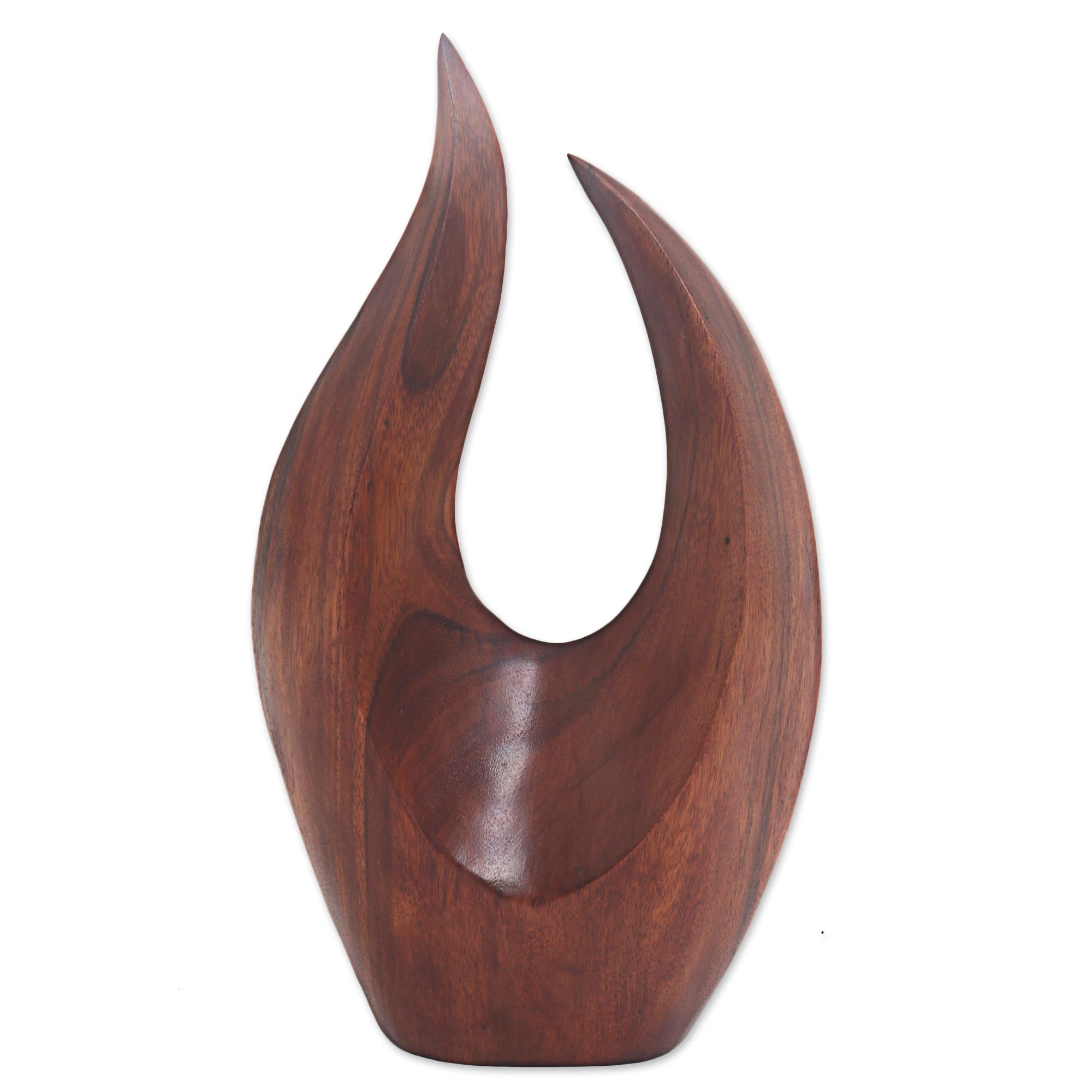 Premium Hand-Carved Suar Wood Fire Flames Sculpture - Ultimate Home Decor