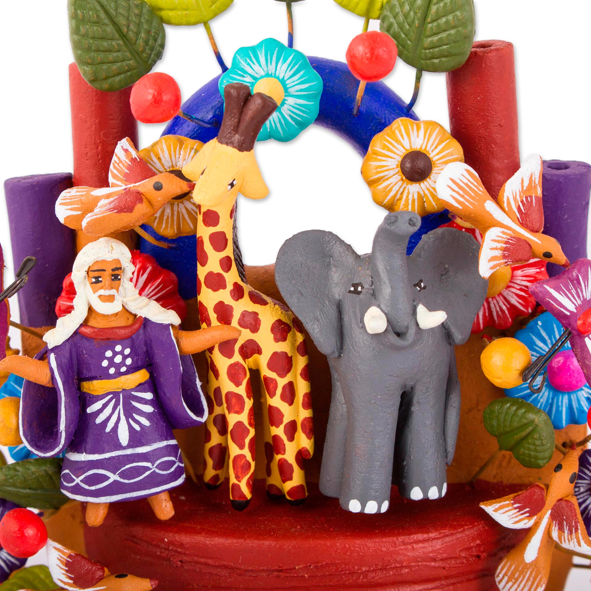 Premium Hand-Painted Noah's Ark Ceramic Sculpture - Mexican Artisan Crafted