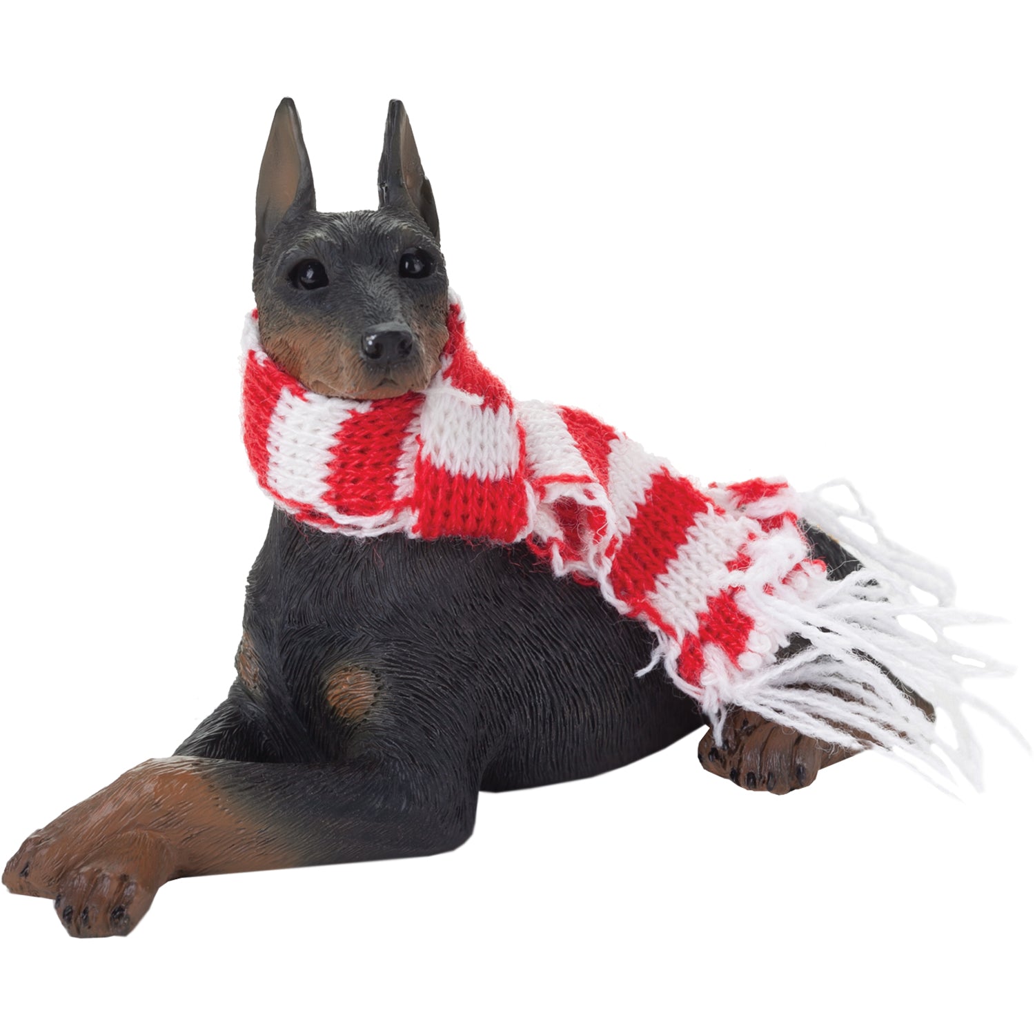 Premium Handcrafted Black Doberman Christmas Ornament with Festive Scarf