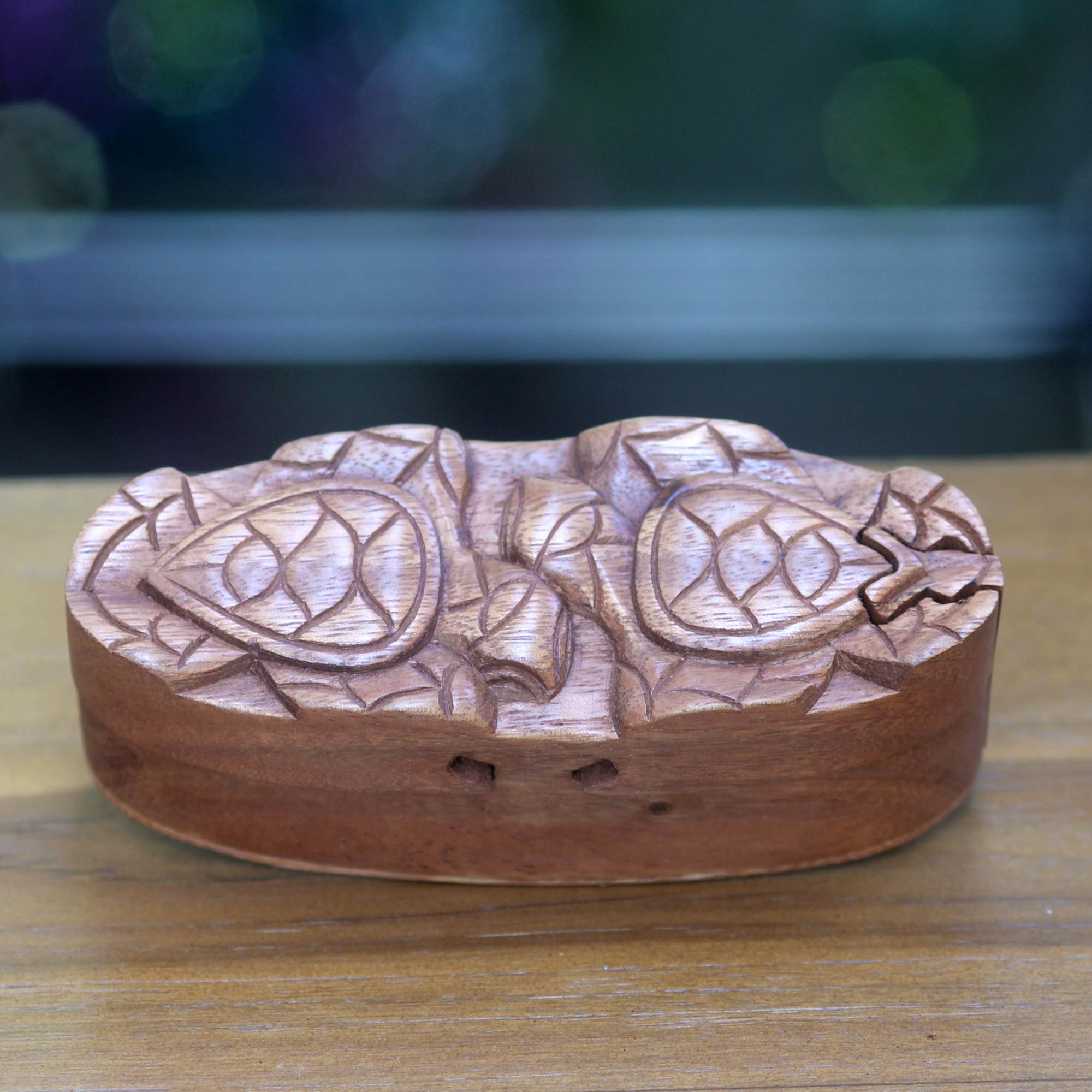Premium Balinese Turtle Puzzle Box - Handcrafted Wooden Treasure Chest