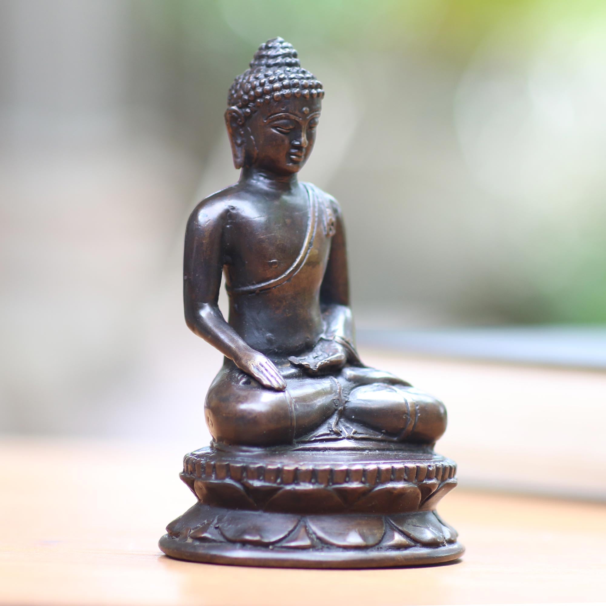 Premium Balinese Buddha Bronze Statuette - Earth Witness Edition