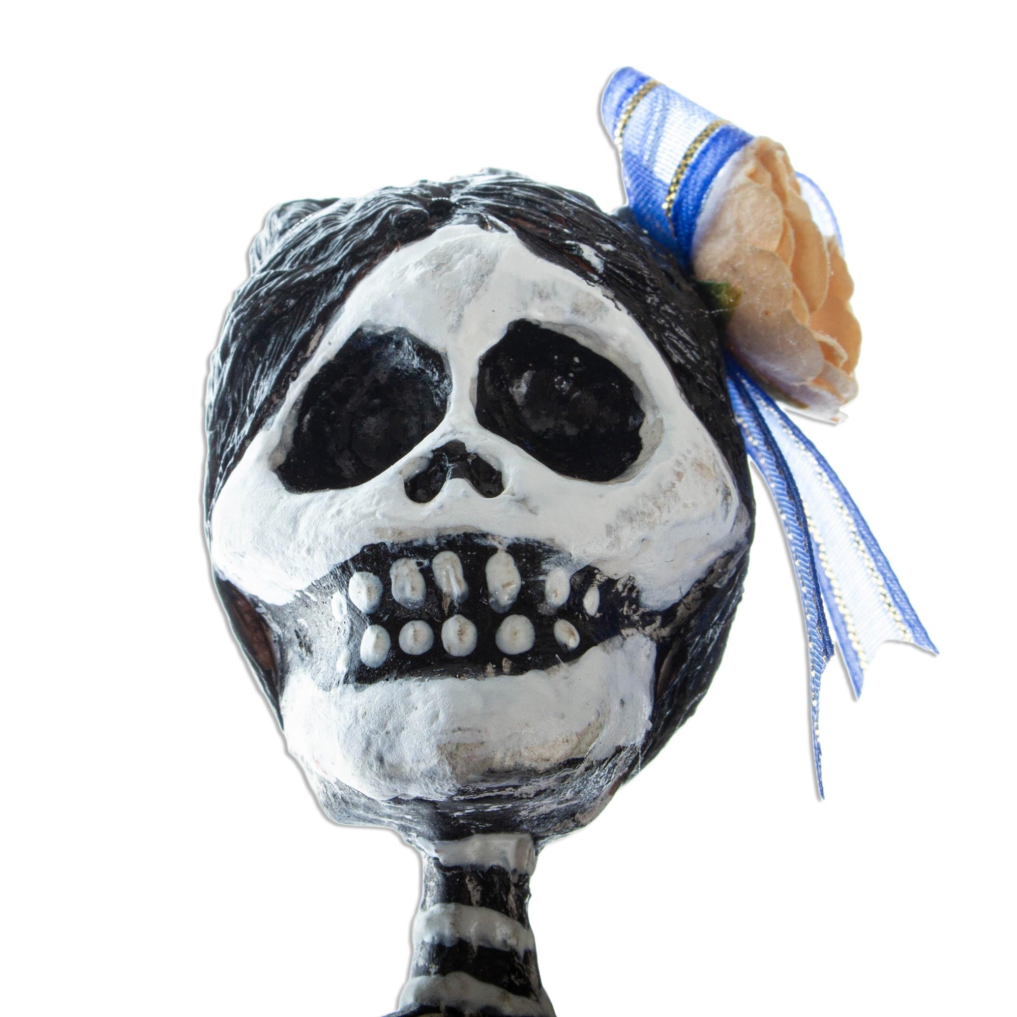 Premium Blue Dancing Catrina - Handcrafted Papier Mache Statuette