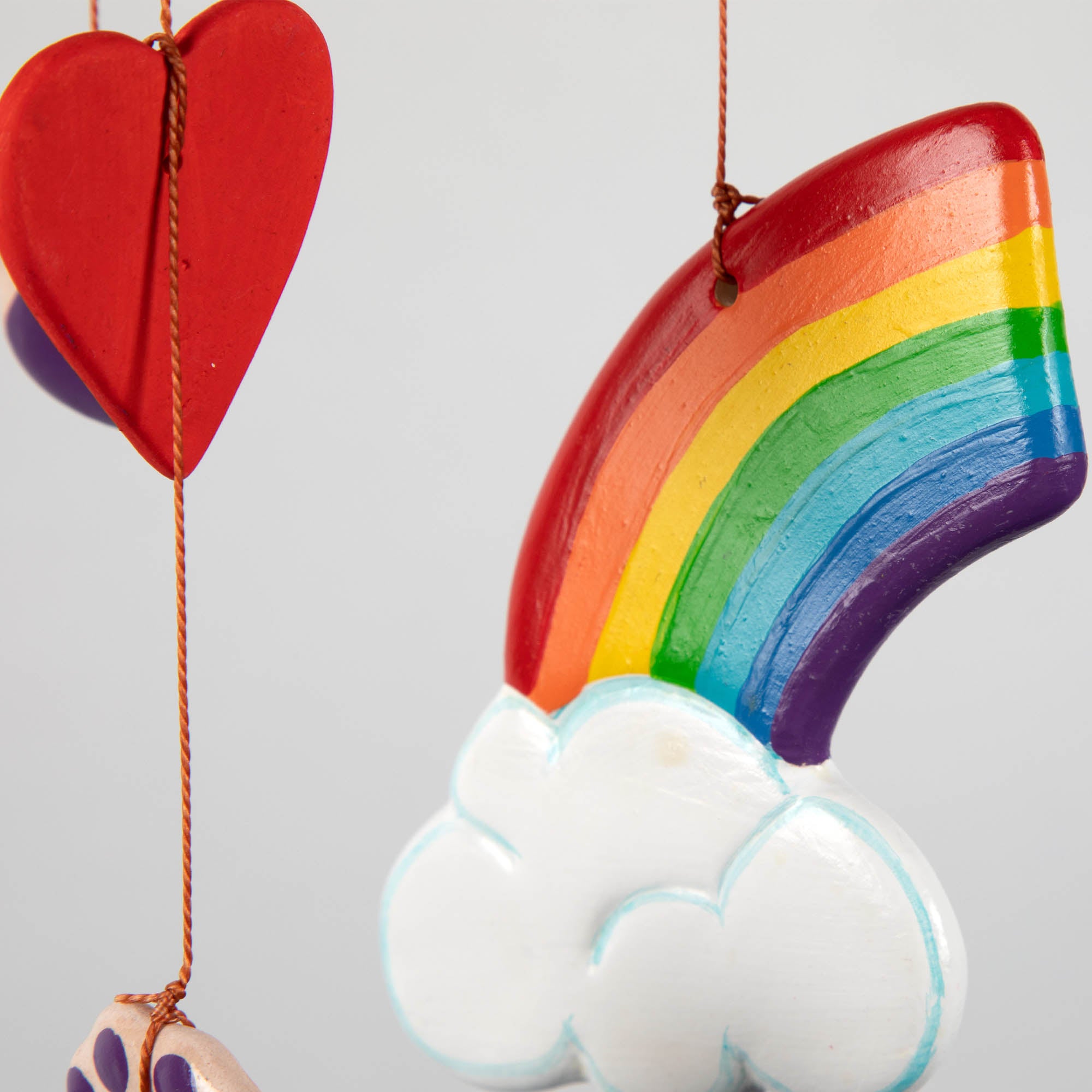 Premium Rainbow Bridge Memorial Wind Chime with Paw Print Design