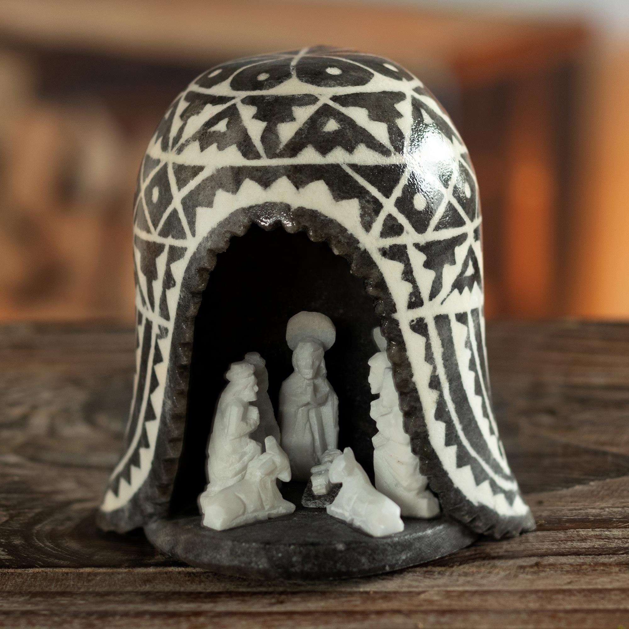 Premium Peruvian Alabaster Nativity Scene in Traditional Chullo Hat