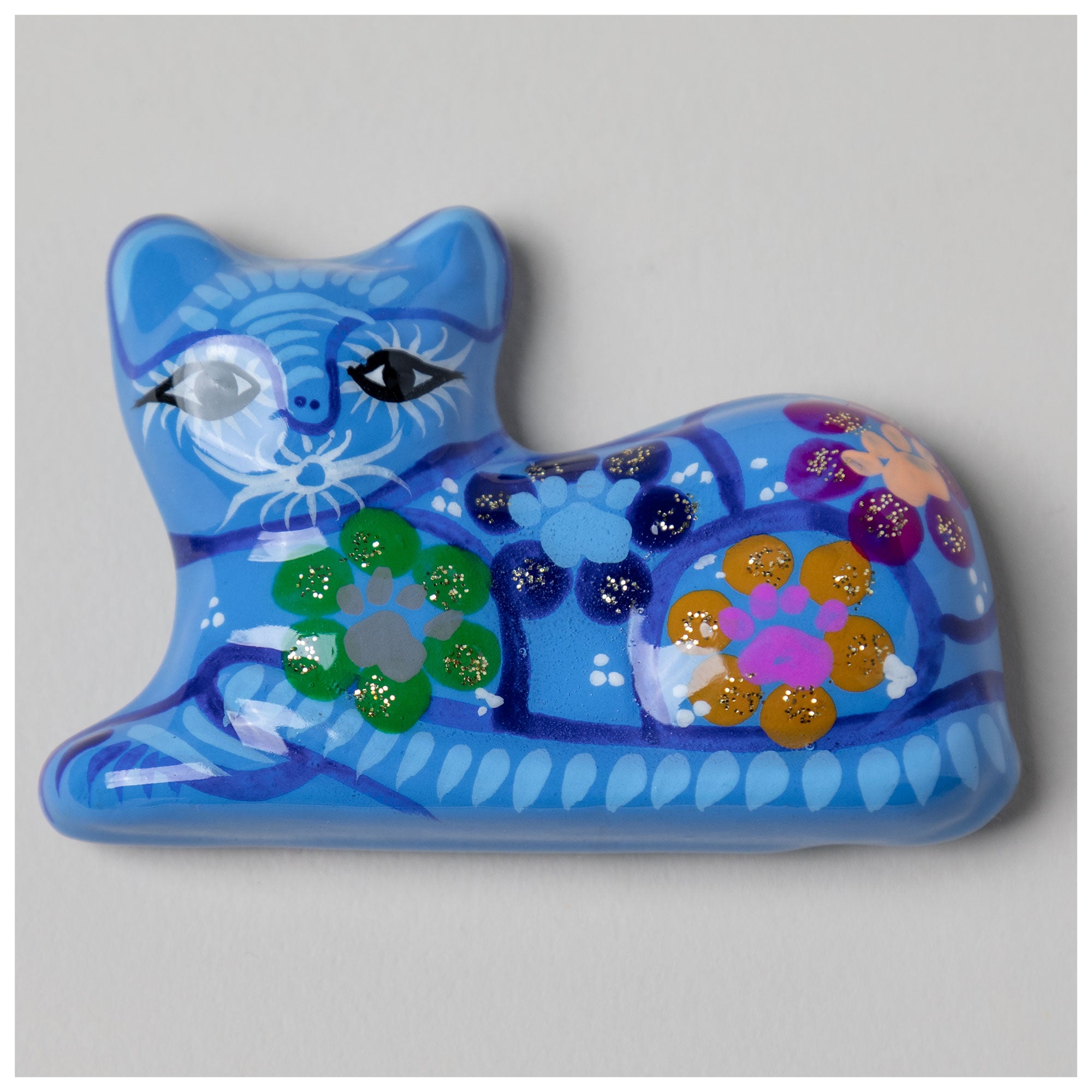Premium Hand-Painted Ceramic Cat Magnet - Artisan Crafted