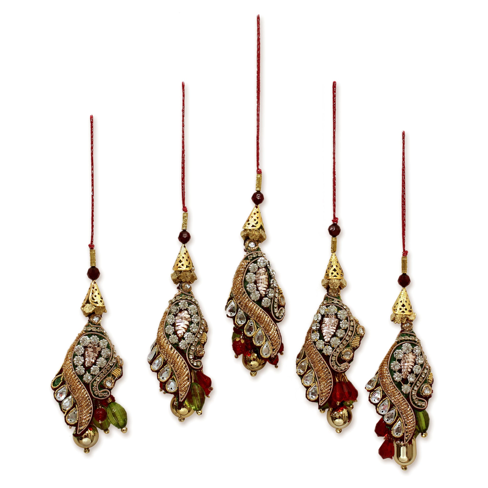 Premium Mughal Glam Handmade Christmas Ornament Set (5-Piece)
