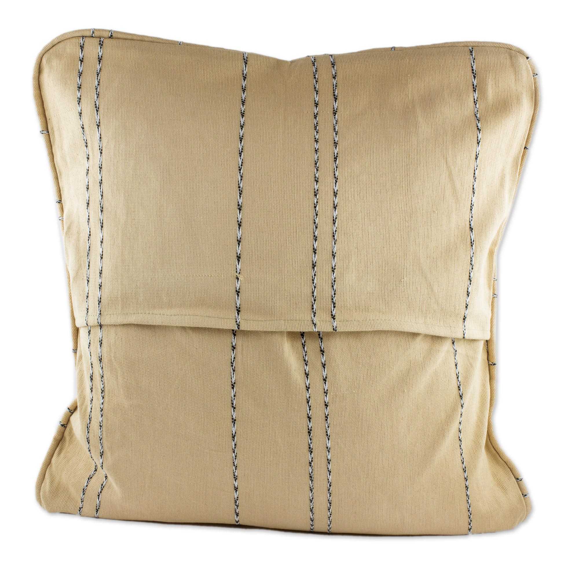 Premium Handwoven Cotton Cushion Cover - Zigzag Wheat Design from Guatemala