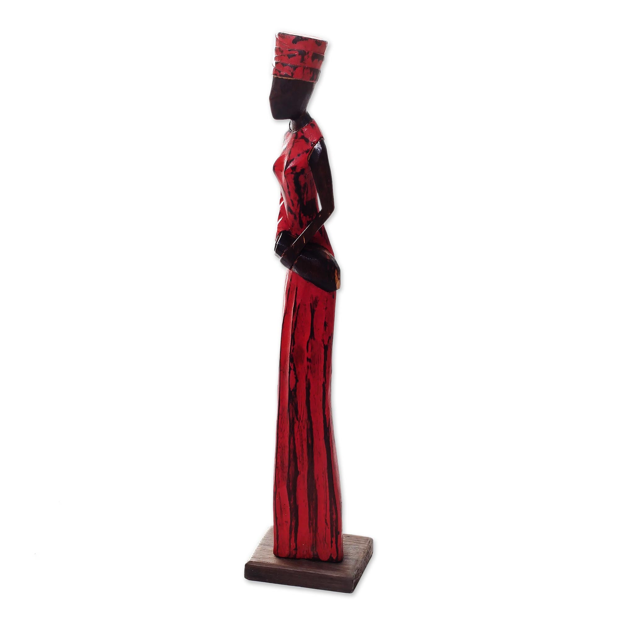 Premium Handcrafted Indonesian Lady Merchant Wood Sculpture - Bali Artisan Masterpiece