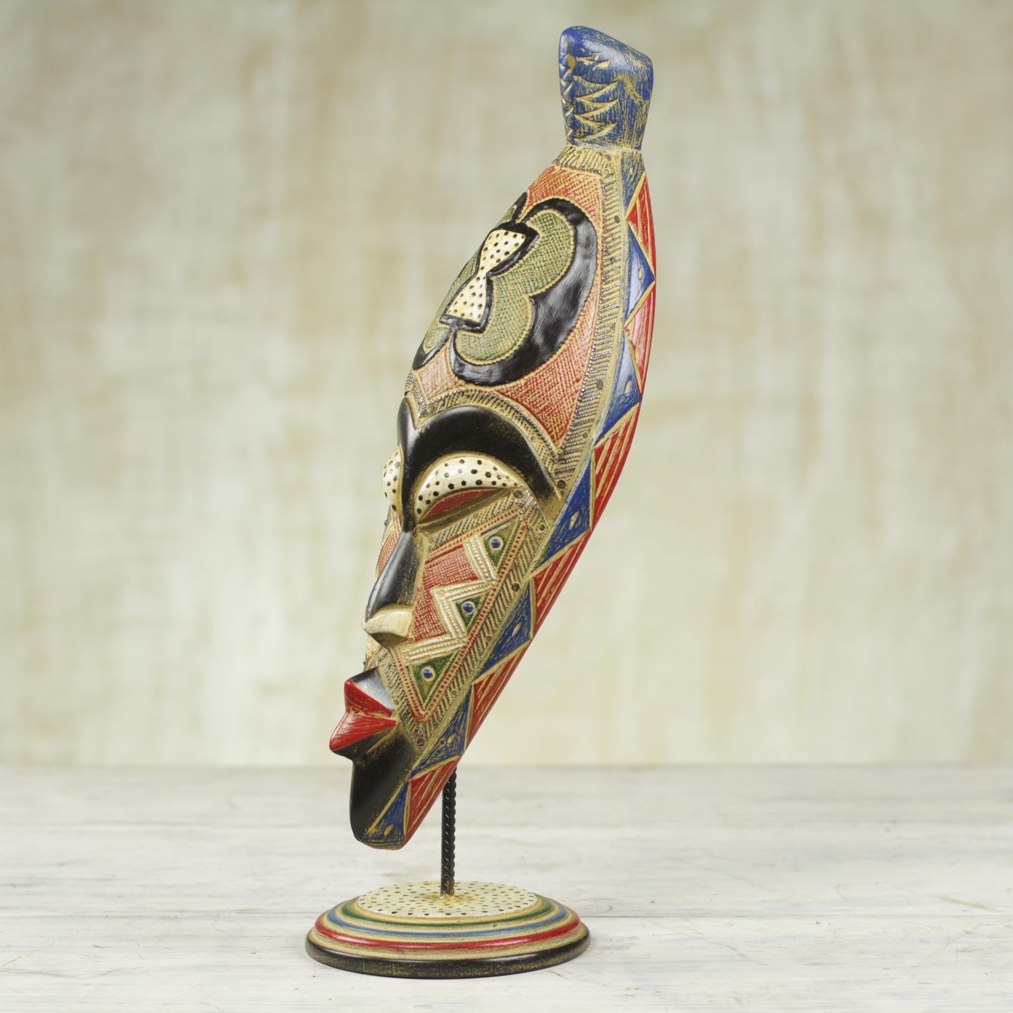 Premium Handcrafted African Sese Wood Mask - Unity & Strength Art Piece