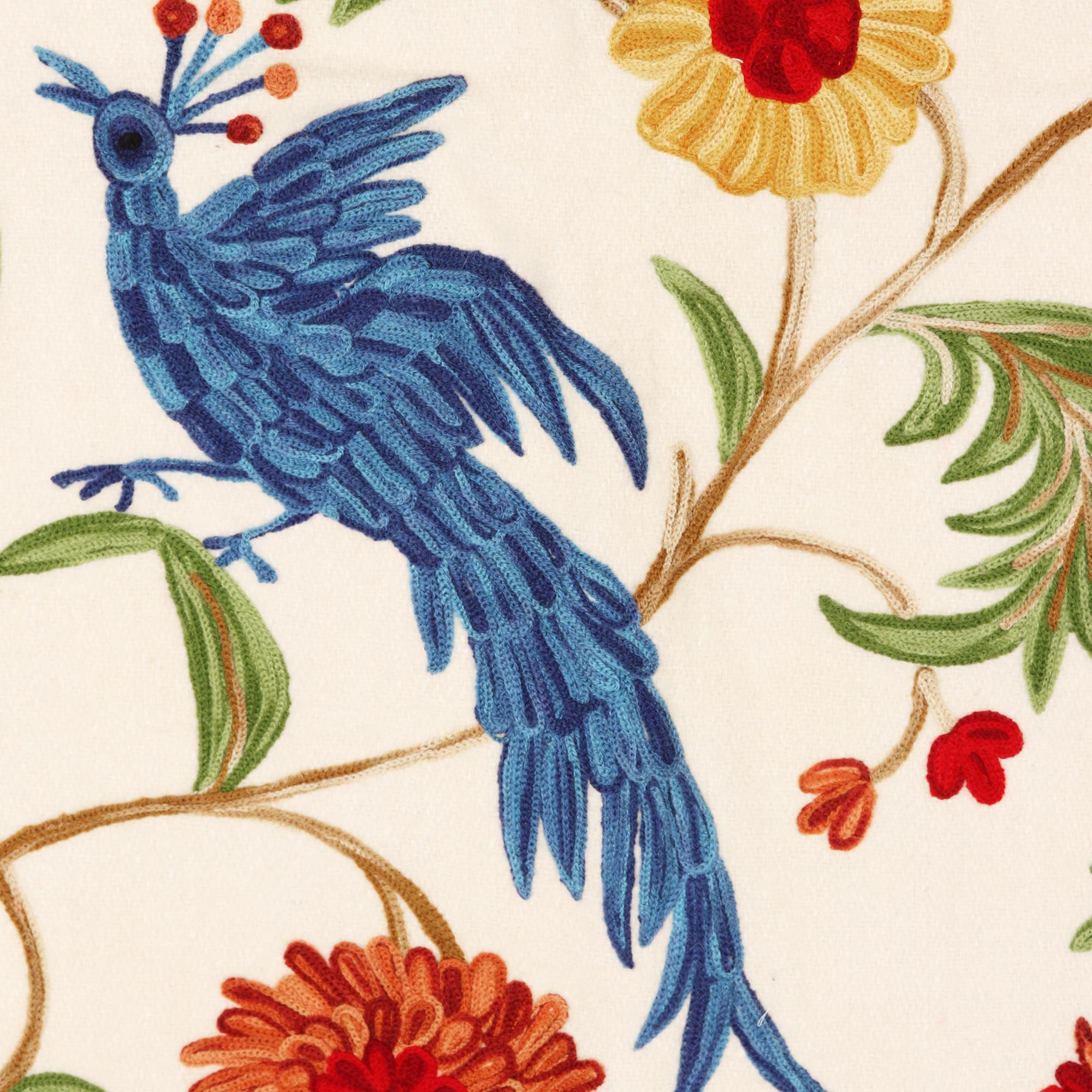 Premium Handwoven Wool Area Rug: Nature's Magnificence Bird & Floral Design (3x5)