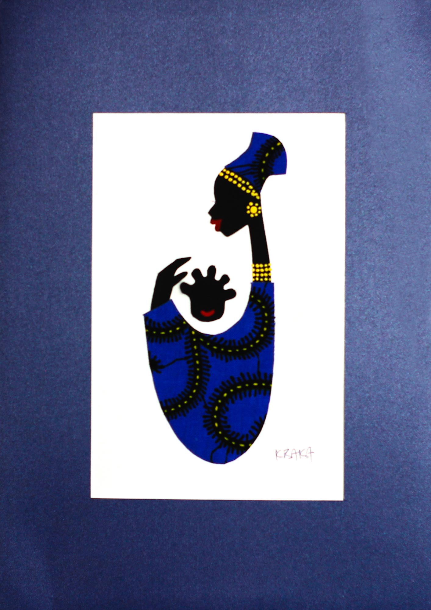 Premium African Mother and Child Artwork: 'Baby Kaa Fo II' by K. Baka