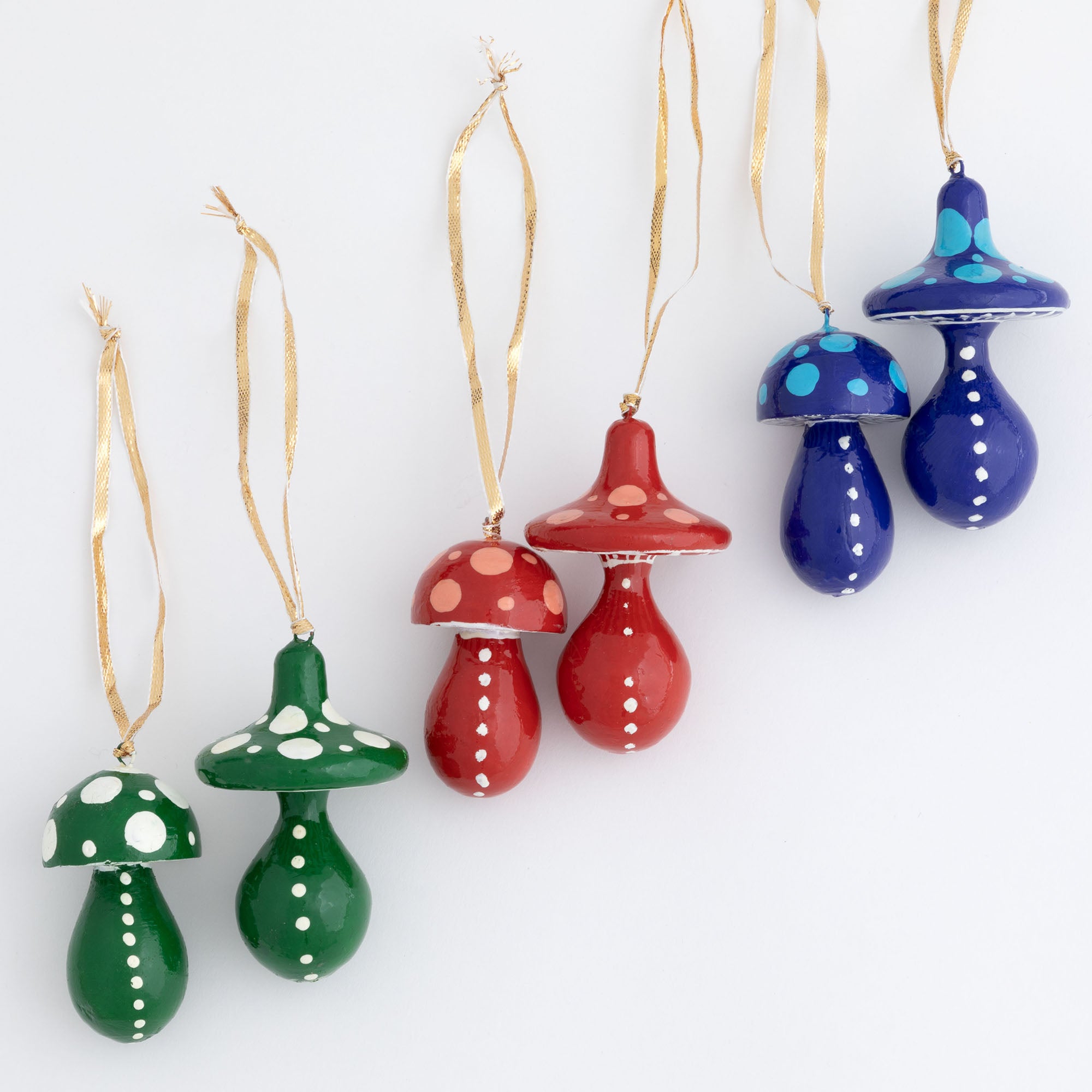 Premium Hand-Painted Mushroom Ornaments - Whimsical Christmas Set of 2