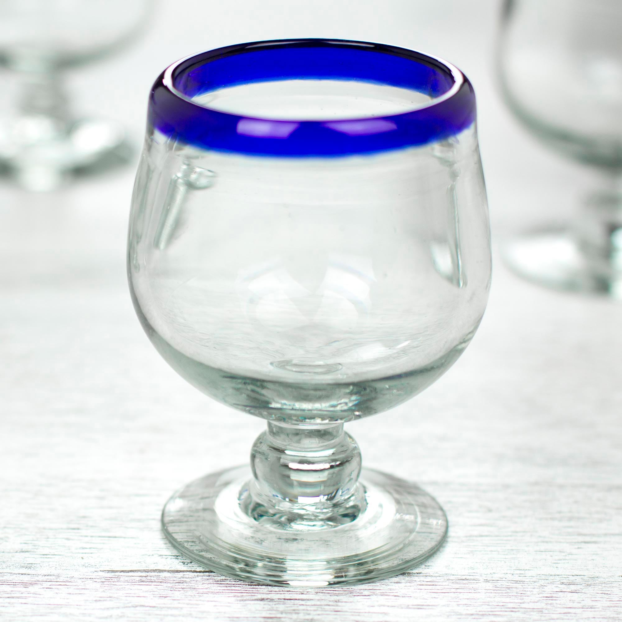 Premium Cobalt Blue Hand-Blown Tequila Glasses - Set of 6