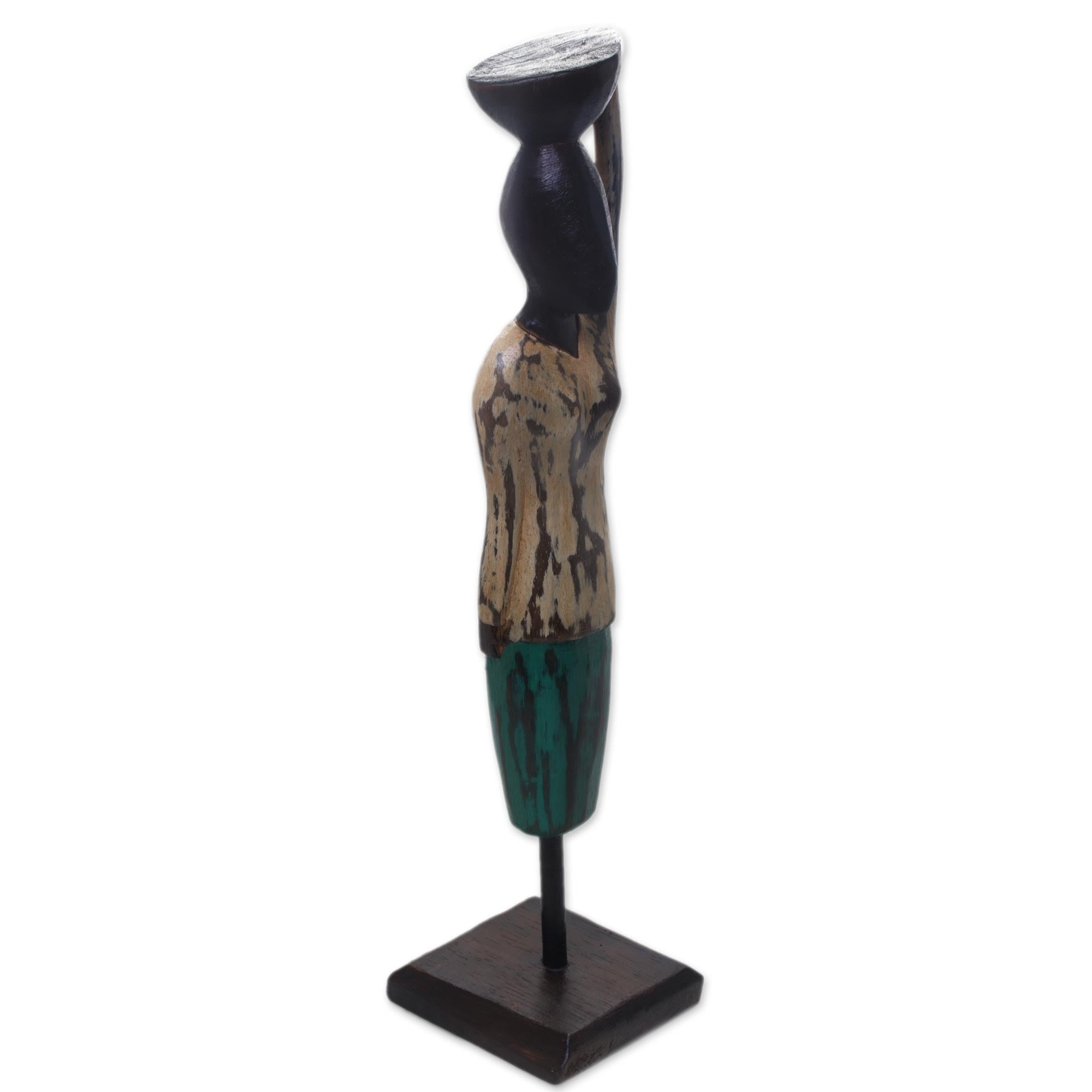 Premium Bali Endeavor Wood Statuette - Handcrafted Vintage Art