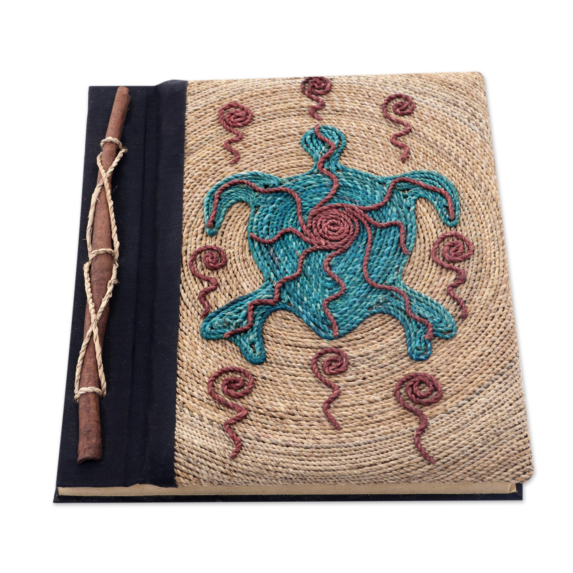 Premium Handmade Natural Fiber Journal with Turtle Motif - Eco-Friendly & Unique Design