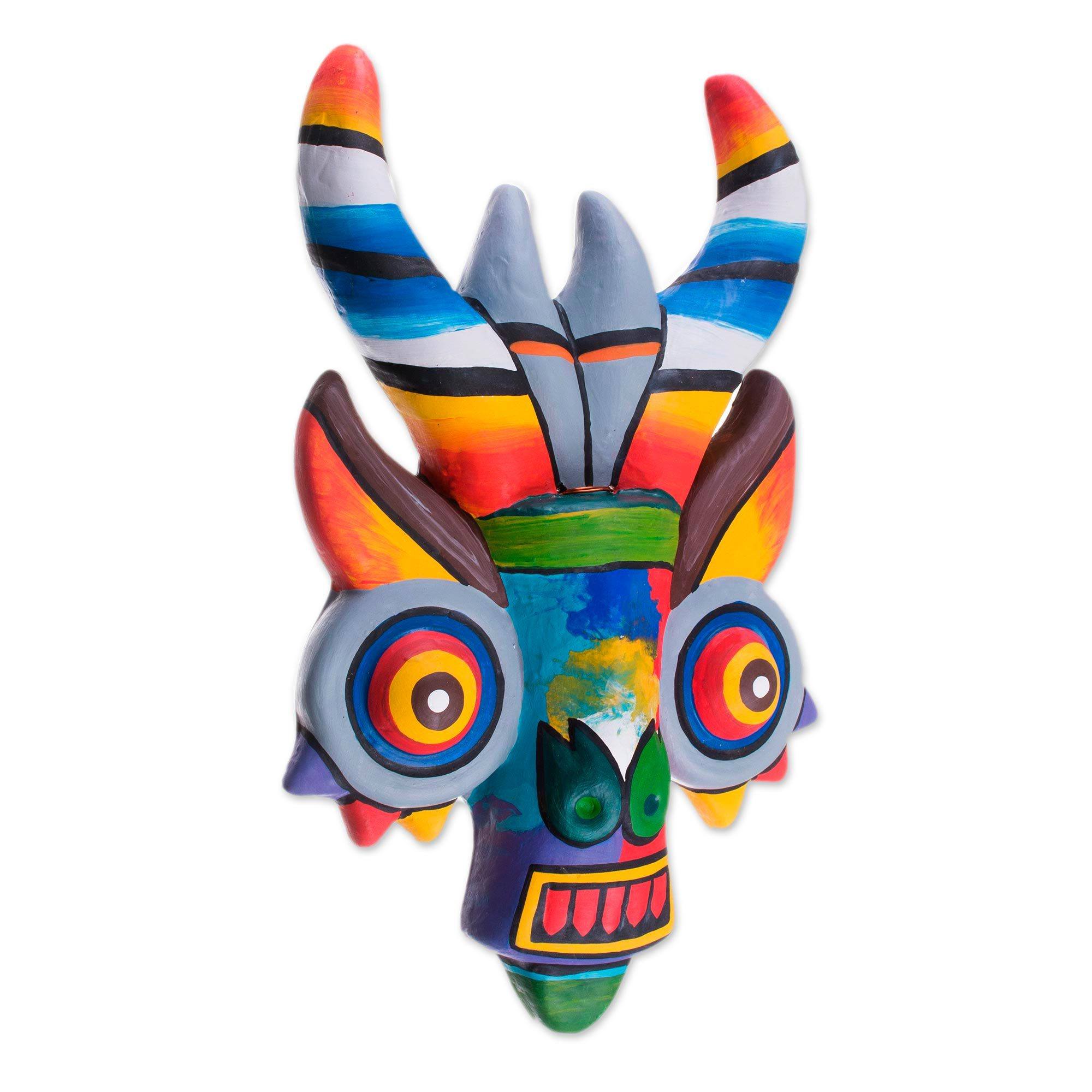 Premium Rainbow Dragon Hand-Painted Ceramic Wall Mask - Ultimate Home Decor