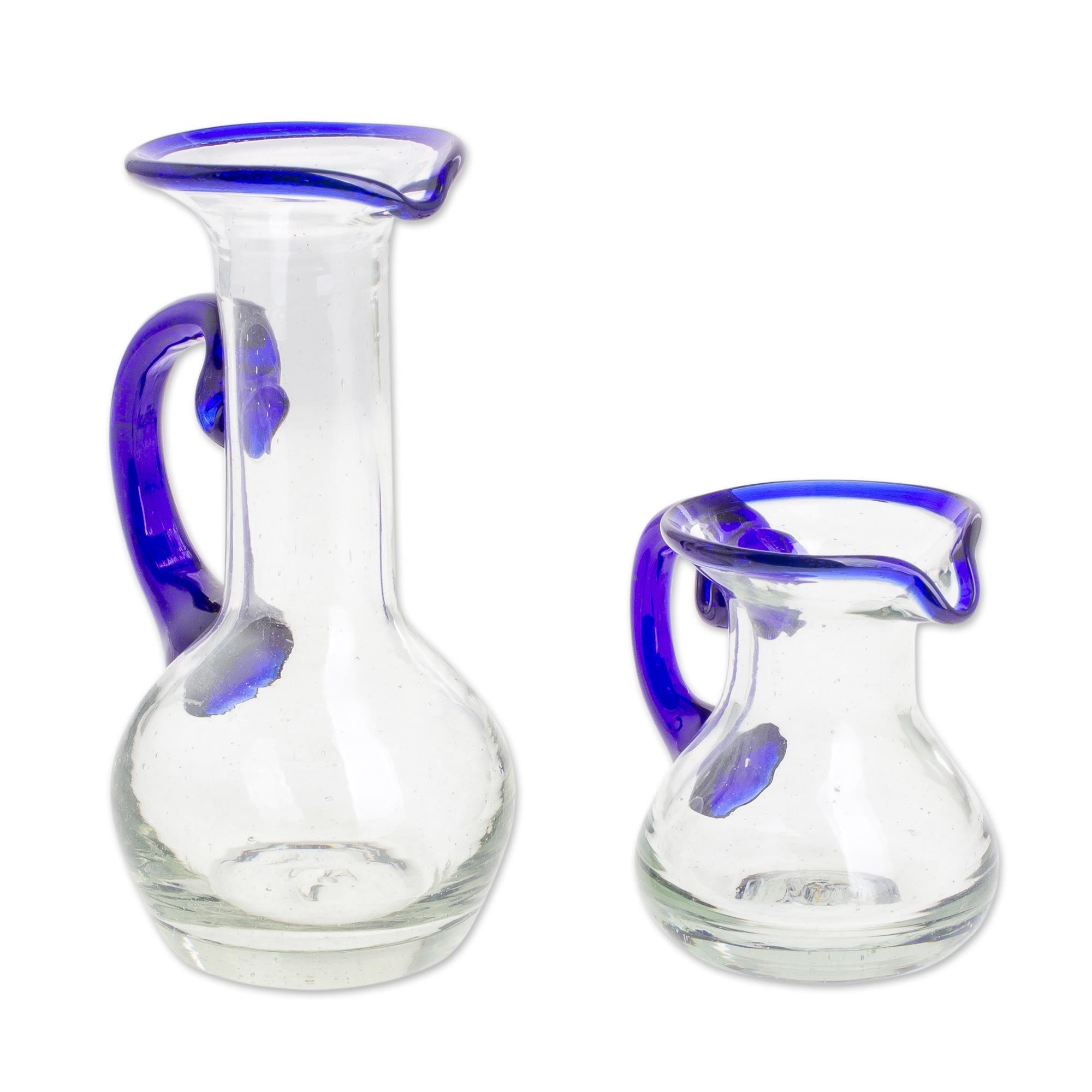 Premium Handblown Recycled Glass Pitchers - Eco-Friendly Pair