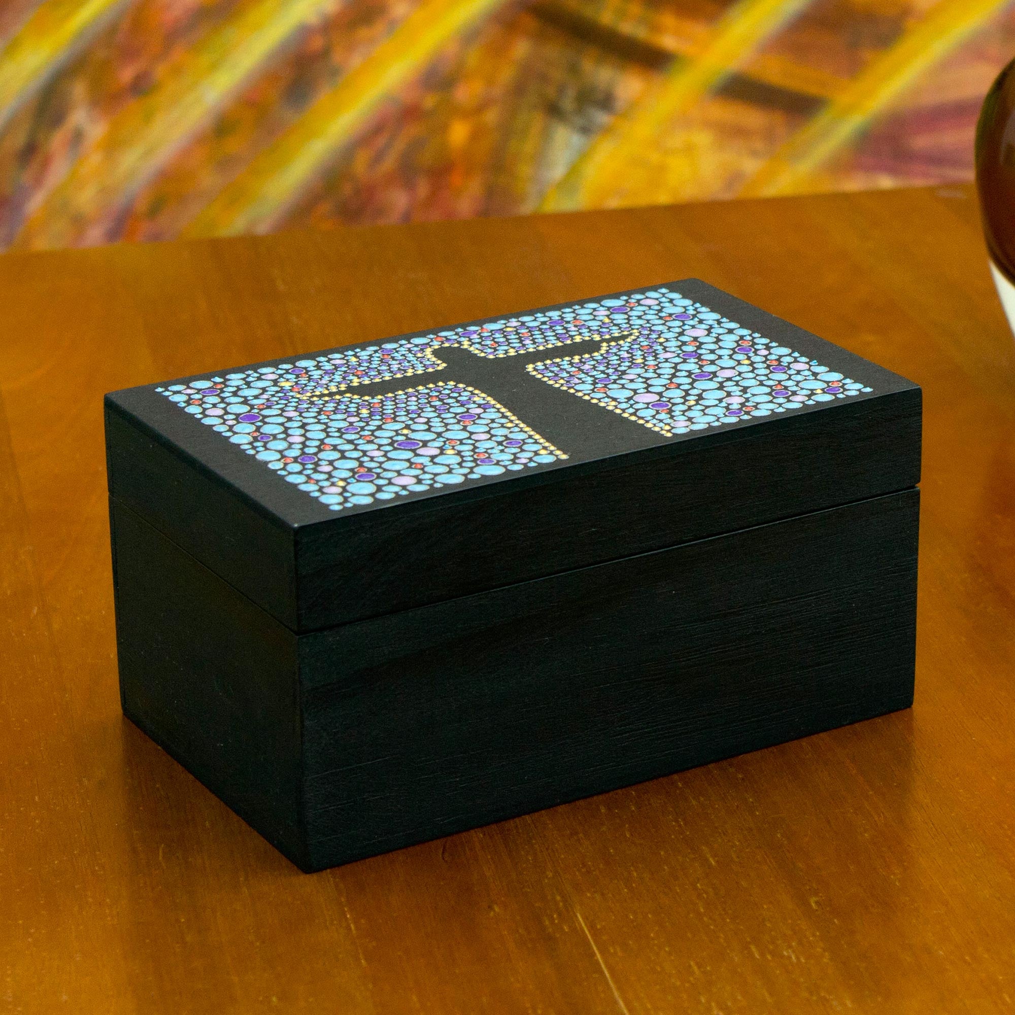 Premium Hand-Painted Christ the Redeemer Wood Tea Box - Two Compartment