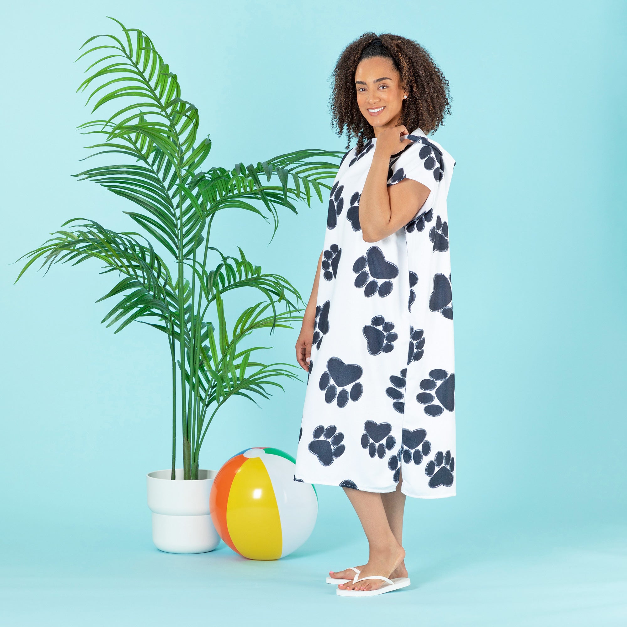 Ultimate Paw Print Beach Towel Poncho - Premium Hooded Towel