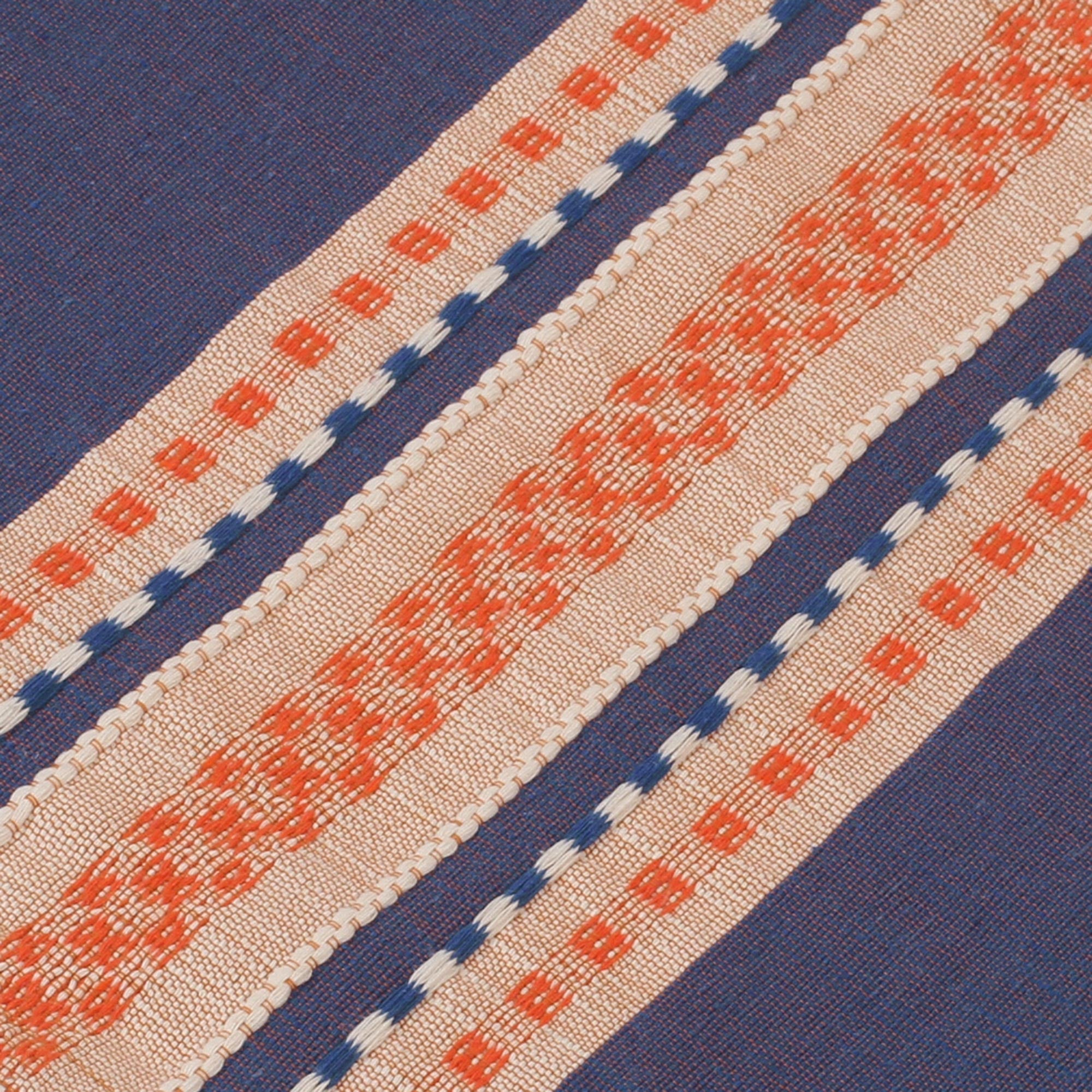 Premium Blue-Violet & Beige Handwoven Cotton-Silk Table Runner