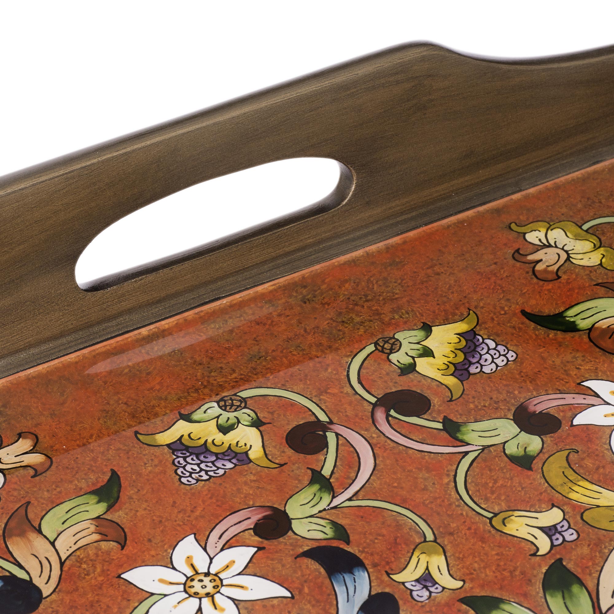 Premium Scarlet Delight Handcrafted Reverse Painted Glass Tray Table