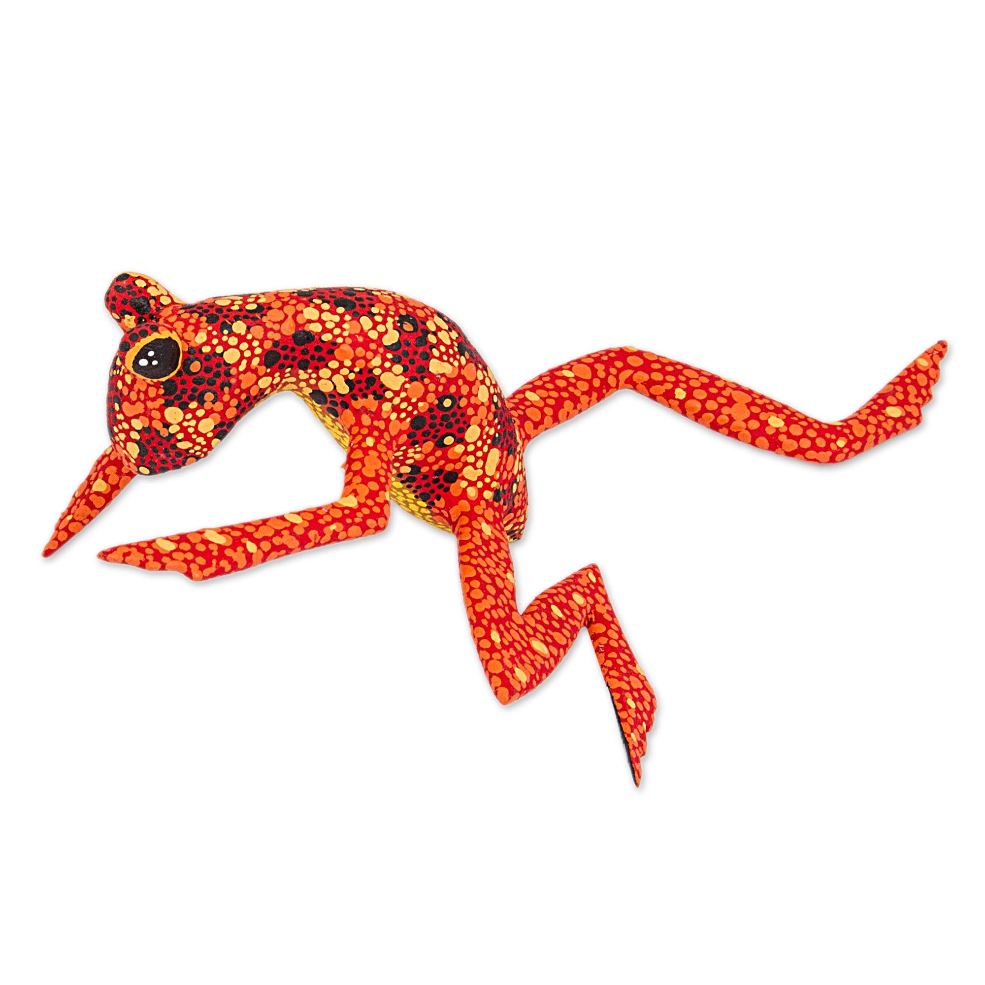 Premium Handcrafted Orange Oaxaca Alebrije Frog Sculpture